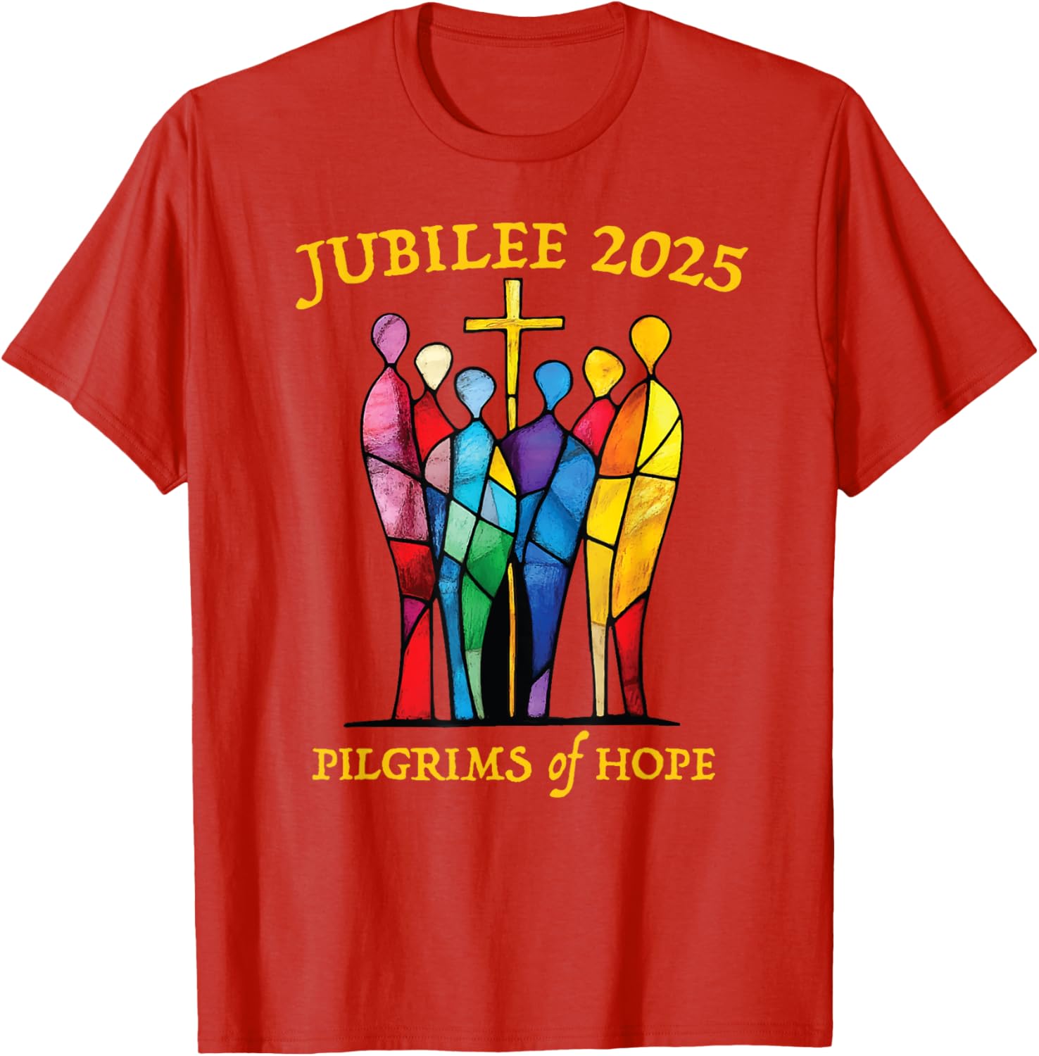 Catholic Jubilee 2025 Pilgrims of Hope Stained Glass T-Shirt for All - 17