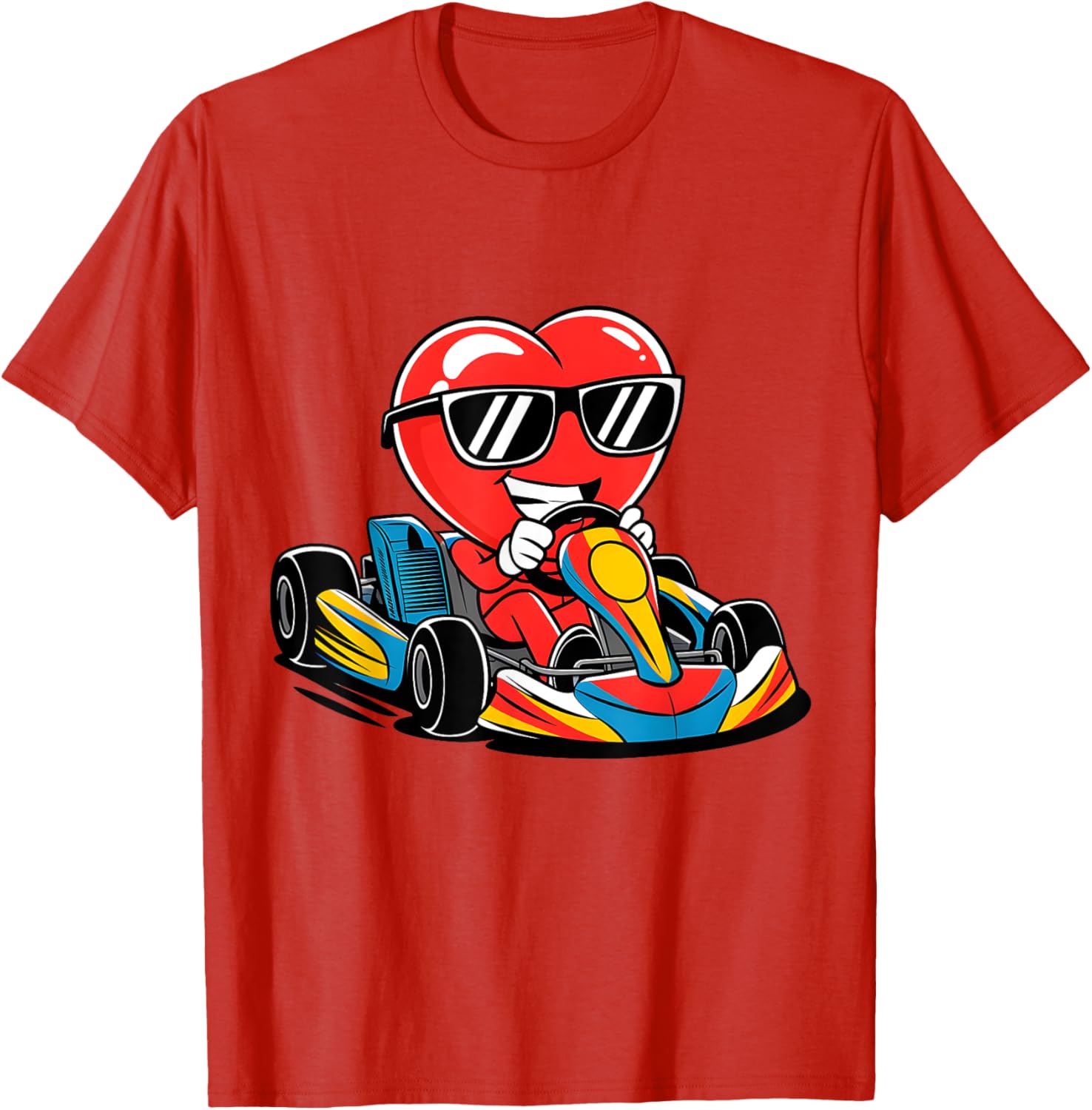 Heart Racing Go-Kart Valentine's Day T-Shirt for Boys and Girls - 3