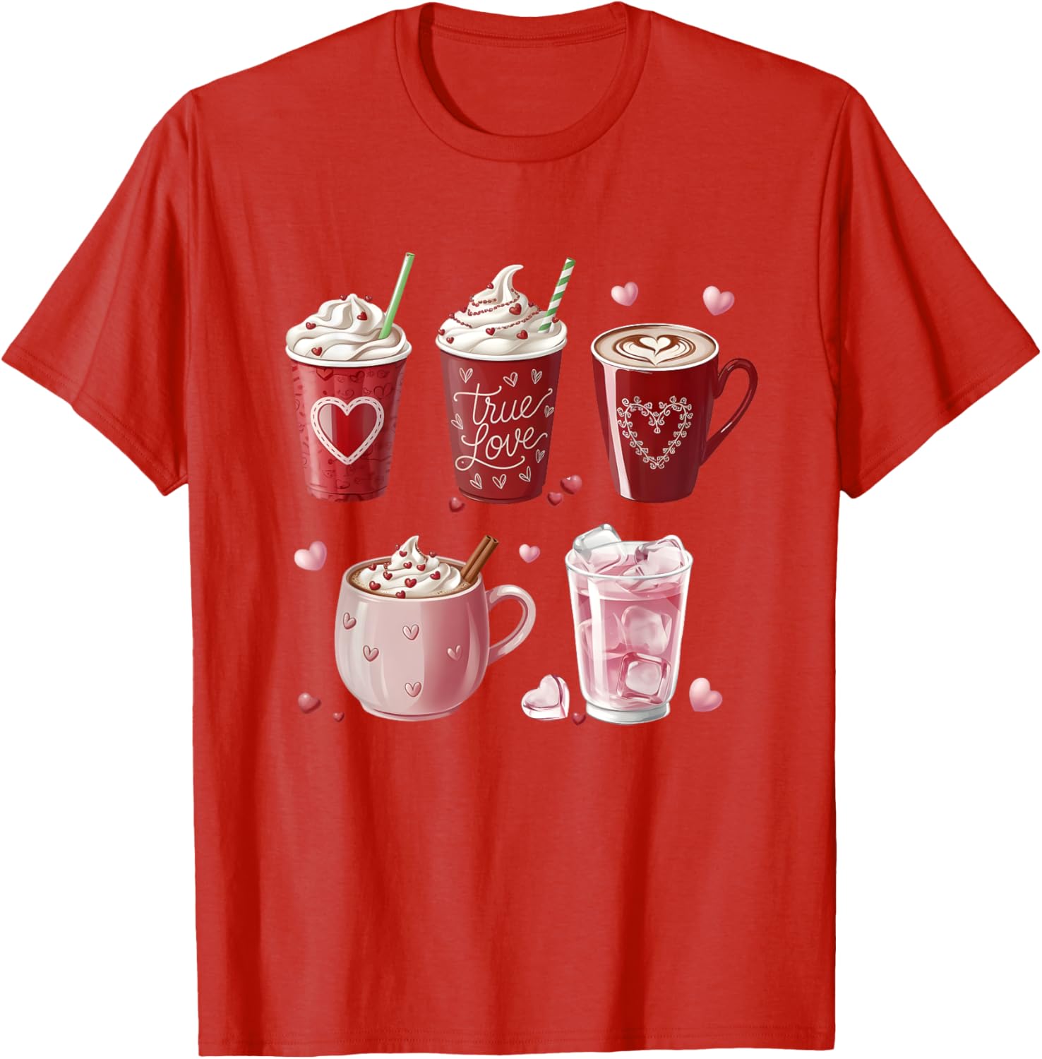 Coffee Lover Valentine T-Shirt Cute Coffee Cups Design for Him or Her - 15
