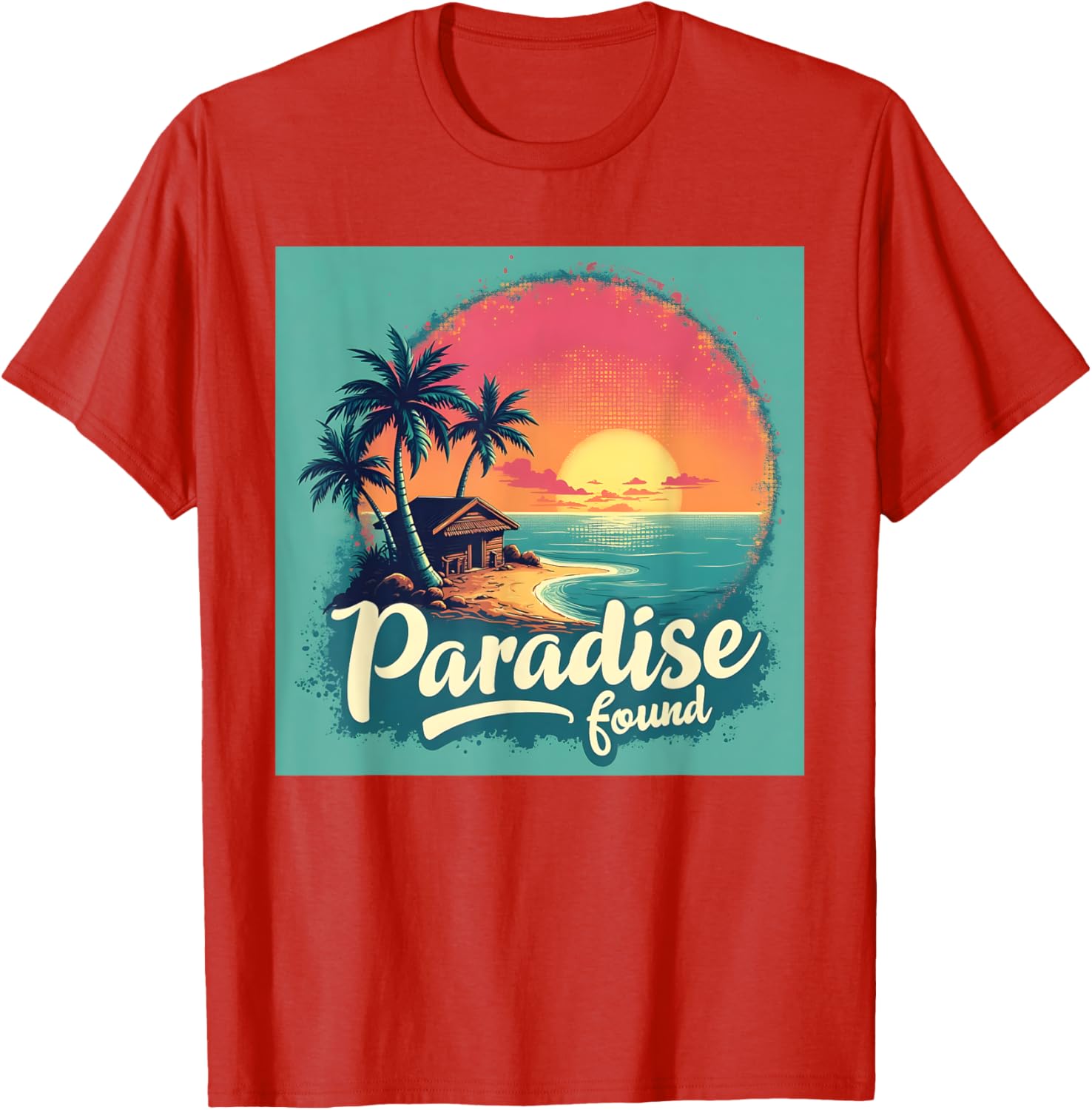 Tropical Paradise Sunset Shirt with Palm Trees and Ocean Design - 1