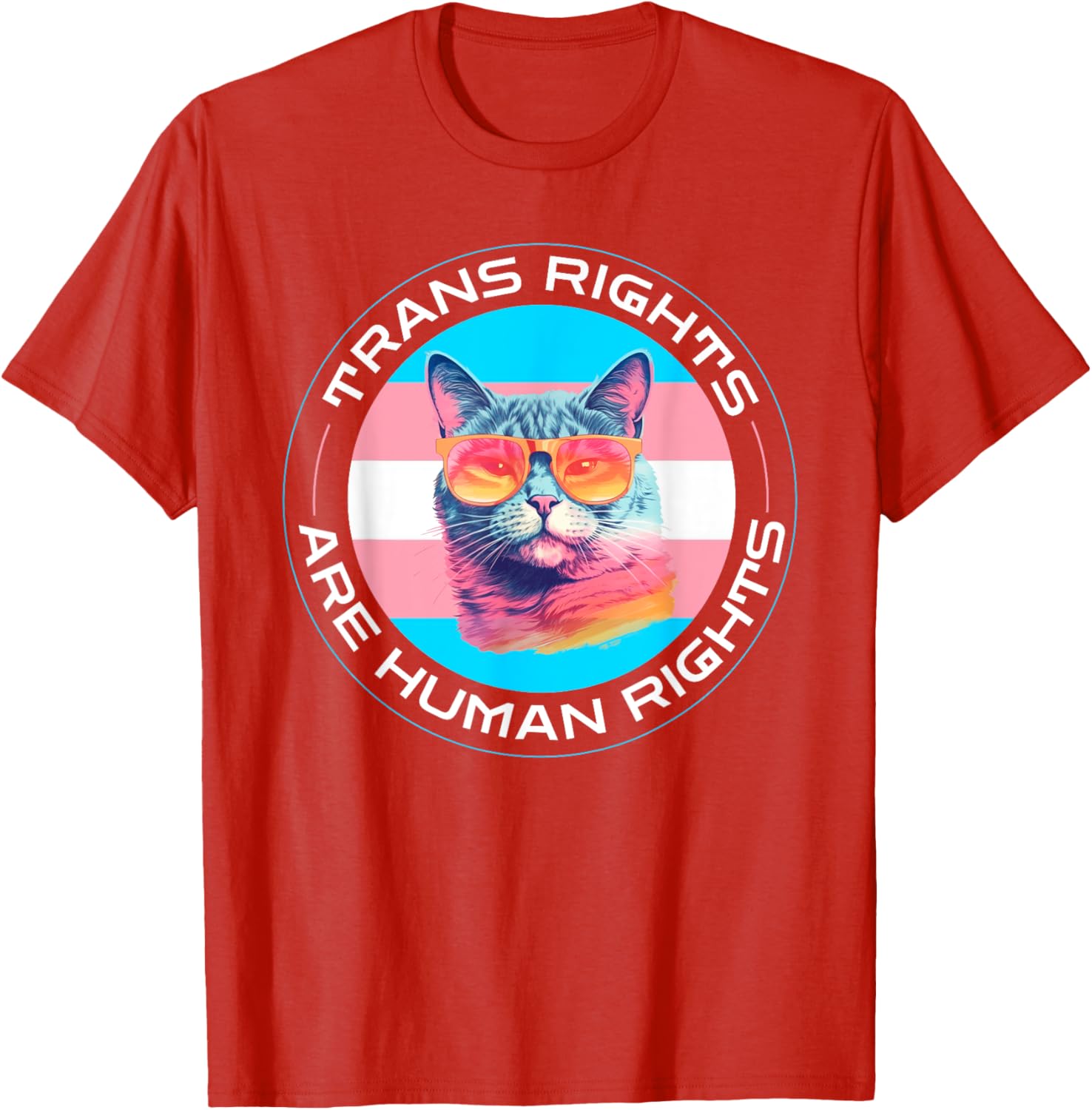 Trans Rights are Human Rights Pride Cat T-Shirt for LGBTQ Supporters - 8