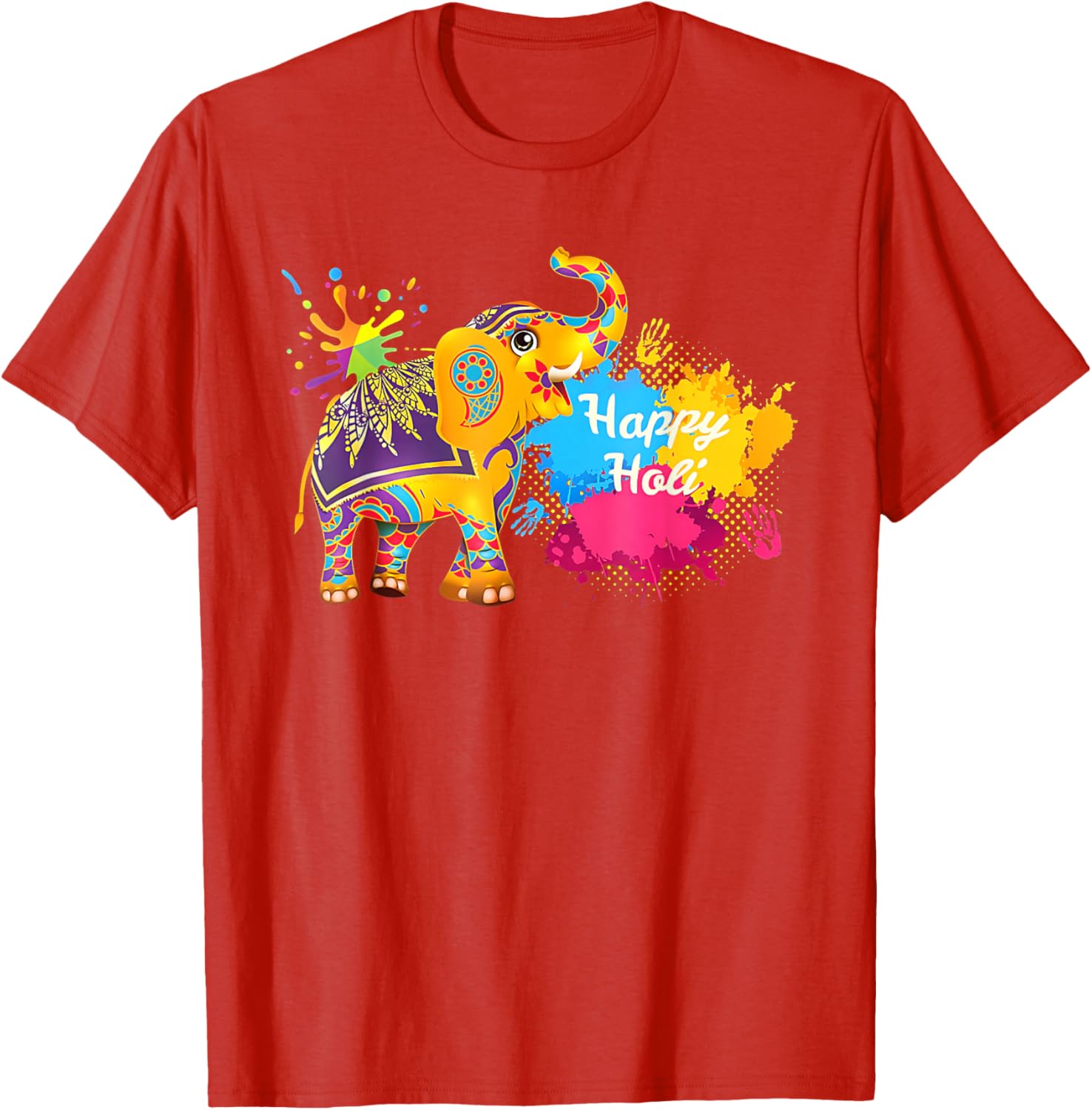 Happy Holi Elephant T-Shirt for Men, Women, and Kids - Colorful India Apparel - 11