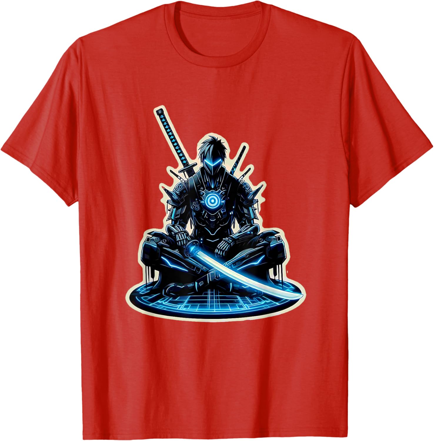 Futuristic Anime Samurai Gamer Warrior T-Shirt for Sci-Fi Fans - 10