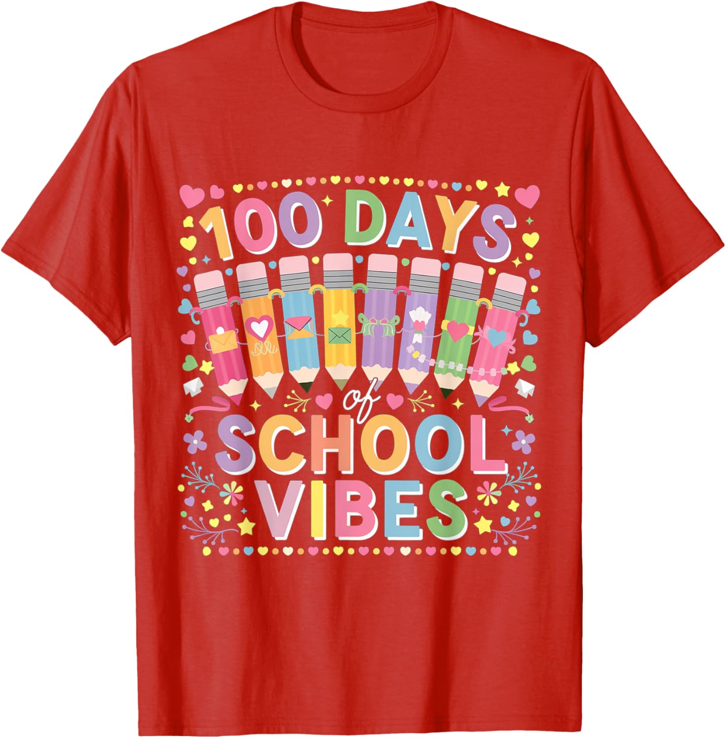 Cute Heart 100th Day of School T-Shirt for Kids Fun Celebration Wear - 19