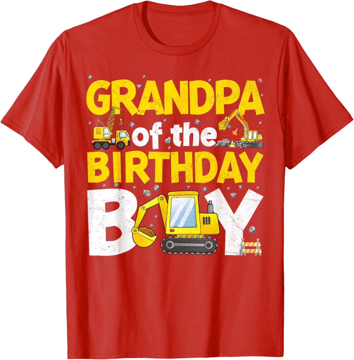 Grandpa Of The Birthday Boy Construction Family Party T-Shirt Gift - 2
