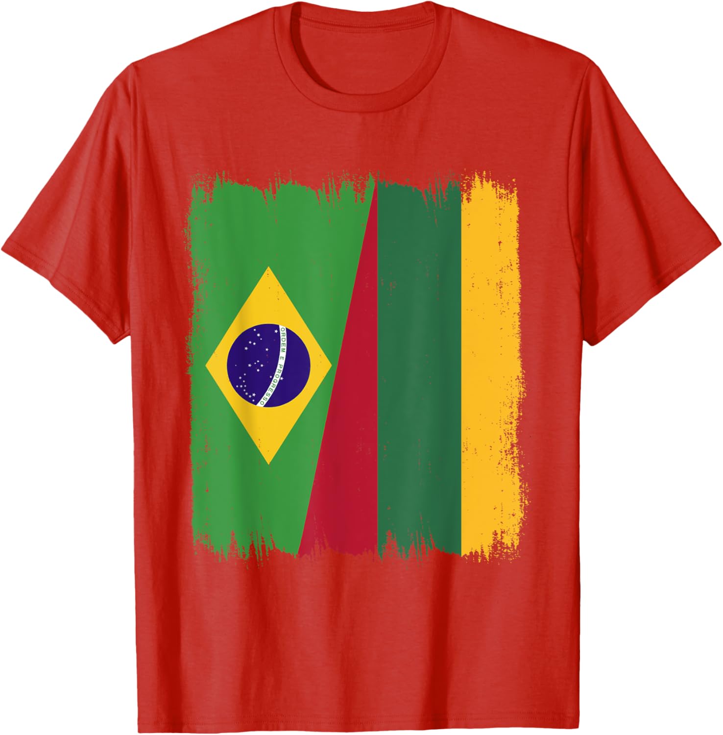 Brazil Lithuania Half Flag Roots T-Shirt for Proud Brazilian Lithuanians - 13