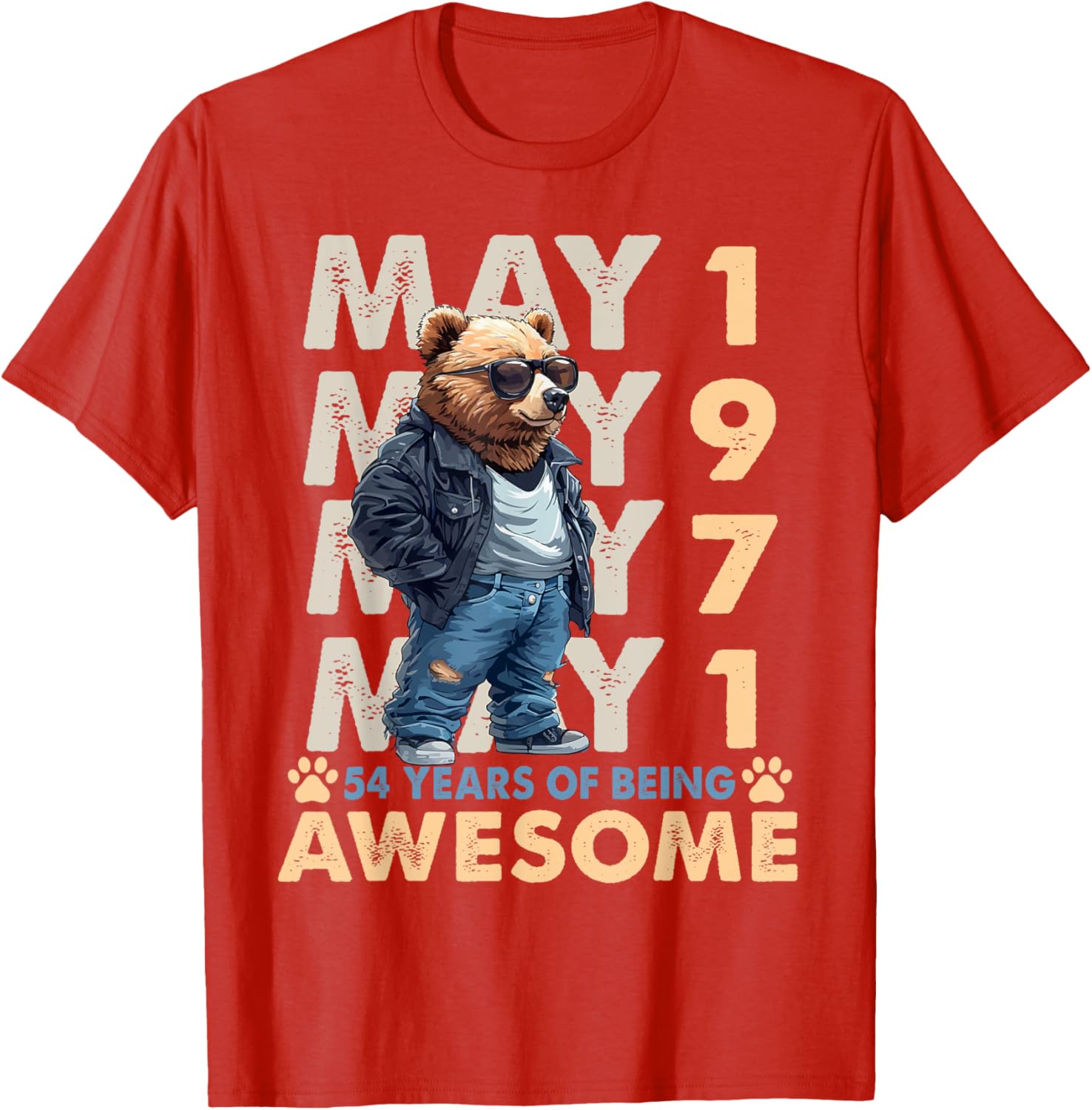 54th Birthday Bear Legends May 1971 T-Shirt for Men - Fun Gift Idea - 18
