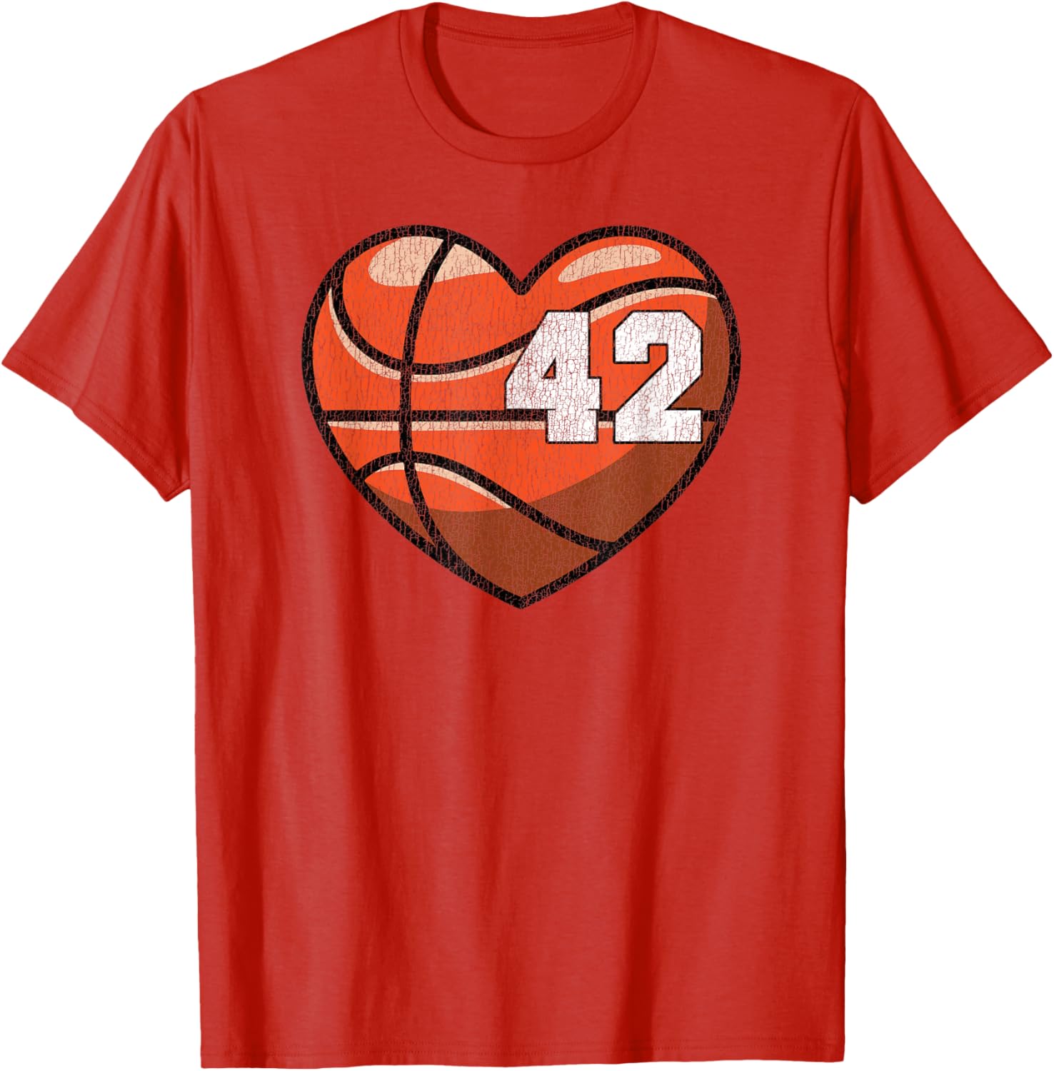 Distressed Heart Design Basketball Number 42 T-Shirt for Fans - 28