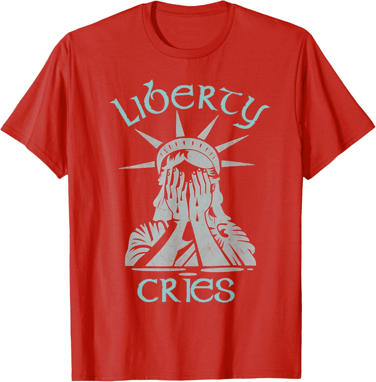 Statue of Liberty Headache Disgust Cry T-Shirt for American Pride - 12