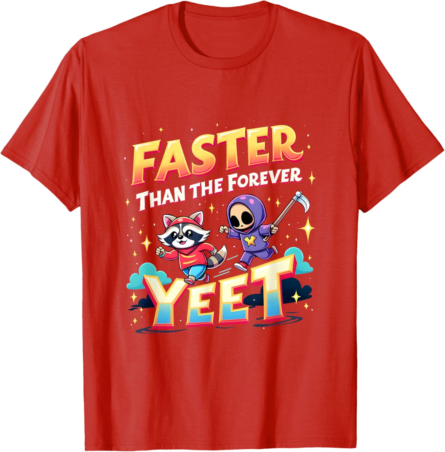 Faster Than The Forever Yeet Funny Raccoon Sloth T-Shirt for Fun Lovers - 18