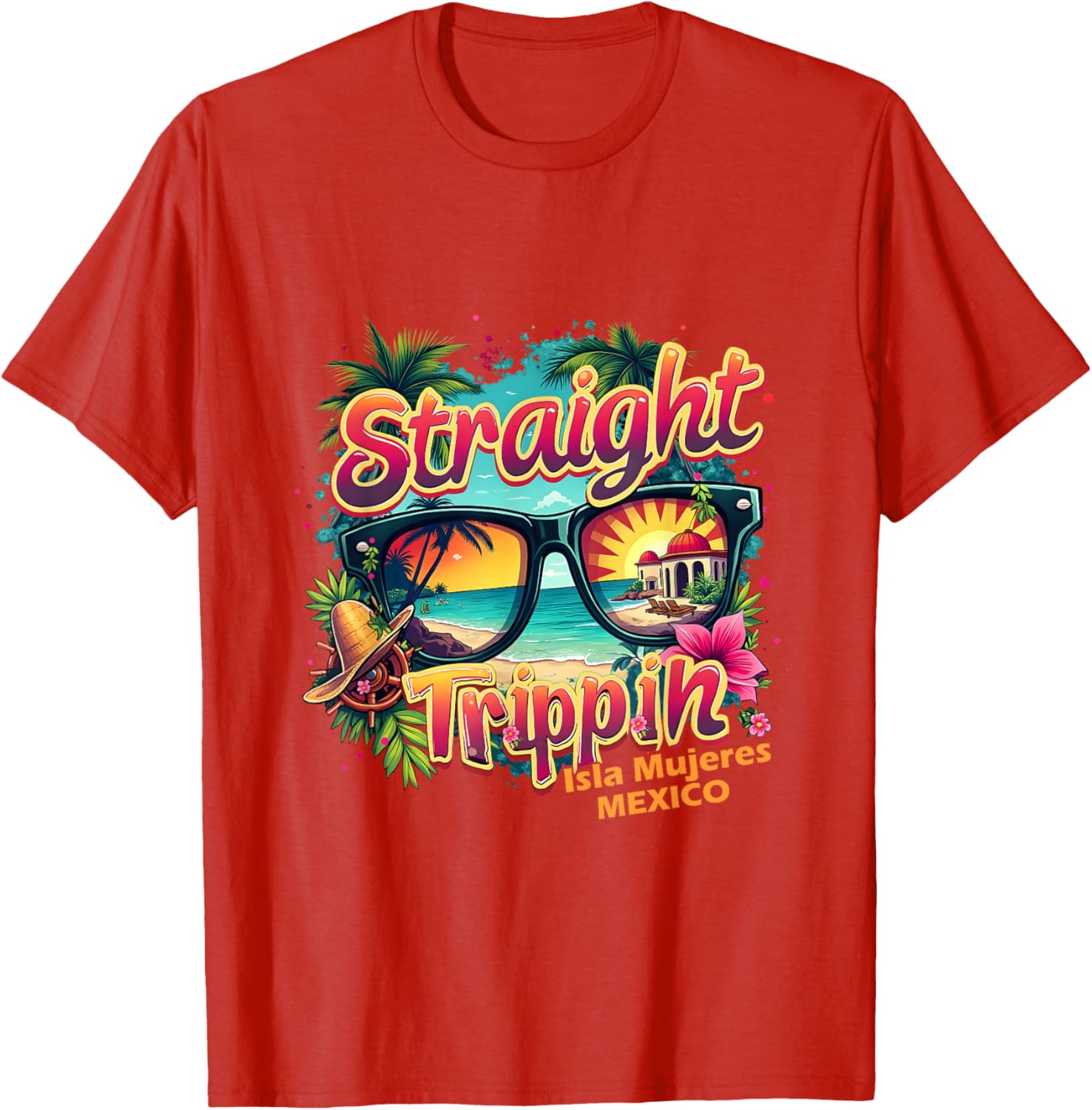 Isla Mujeres 2025 Retro Straight Trippin T-Shirt for Vacation Fun - 16