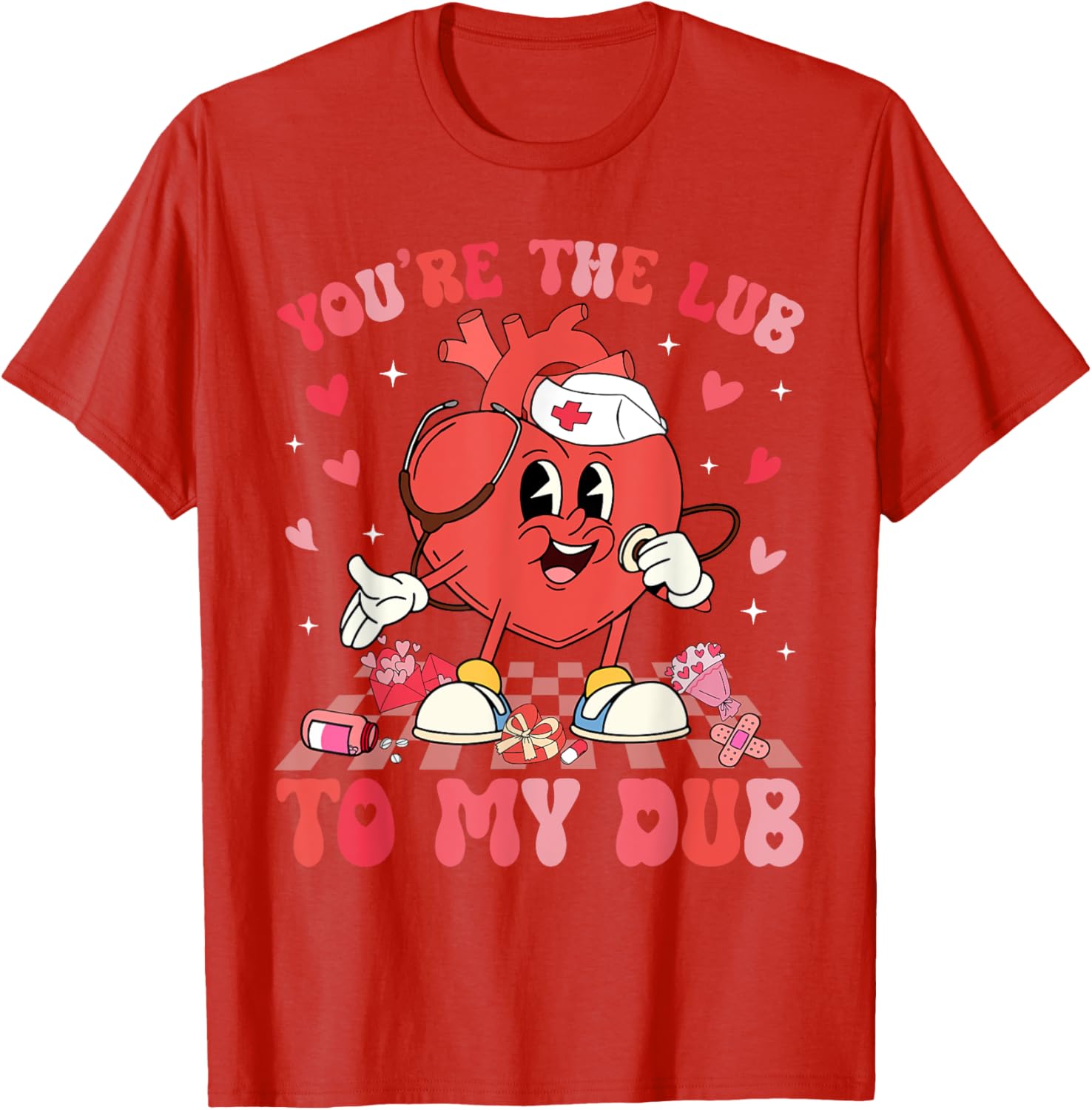 Valentine Retro You're The Lub To My Dub CVICU Nurse T-Shirt Gift - 17