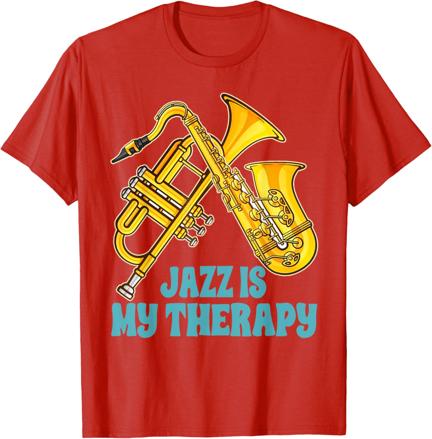 Jazz Lover Musician T-Shirt Featuring Saxophone and Trumpet Design - 14