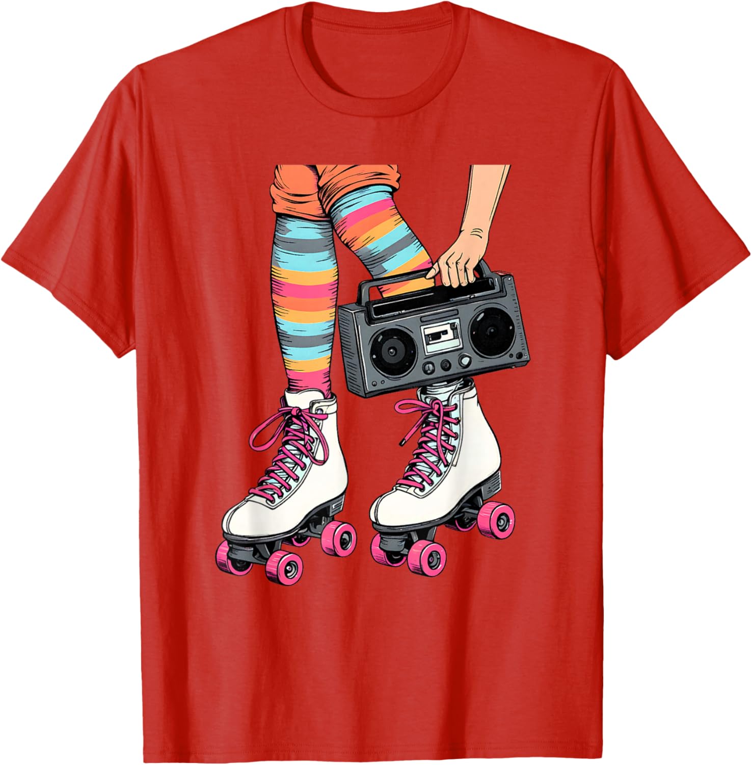 Retro Rollerskates Boombox T-Shirt for Fun 80's 90's Girls Vibes - 9