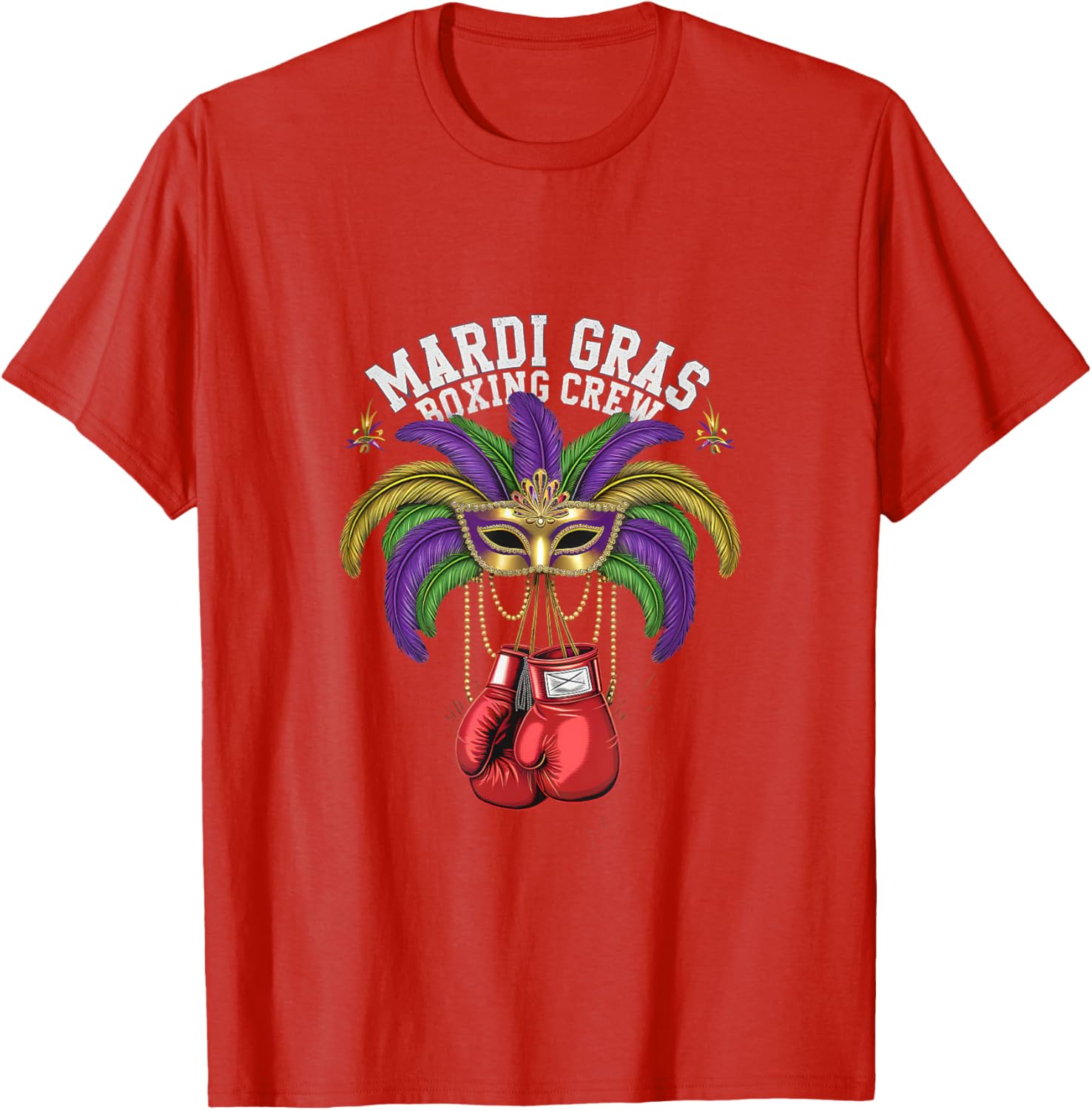 Mardi Gras Masquerade Boxing Crew T-Shirt for Festive Celebrations - 1