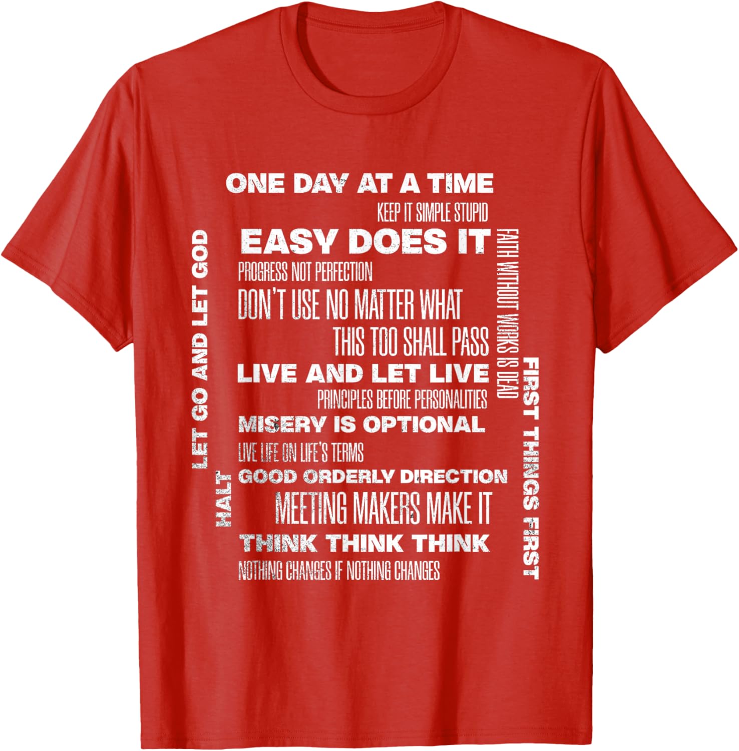 One Day At A Time Inspirational Recovery Sobriety Anniversary T-Shirt - 14