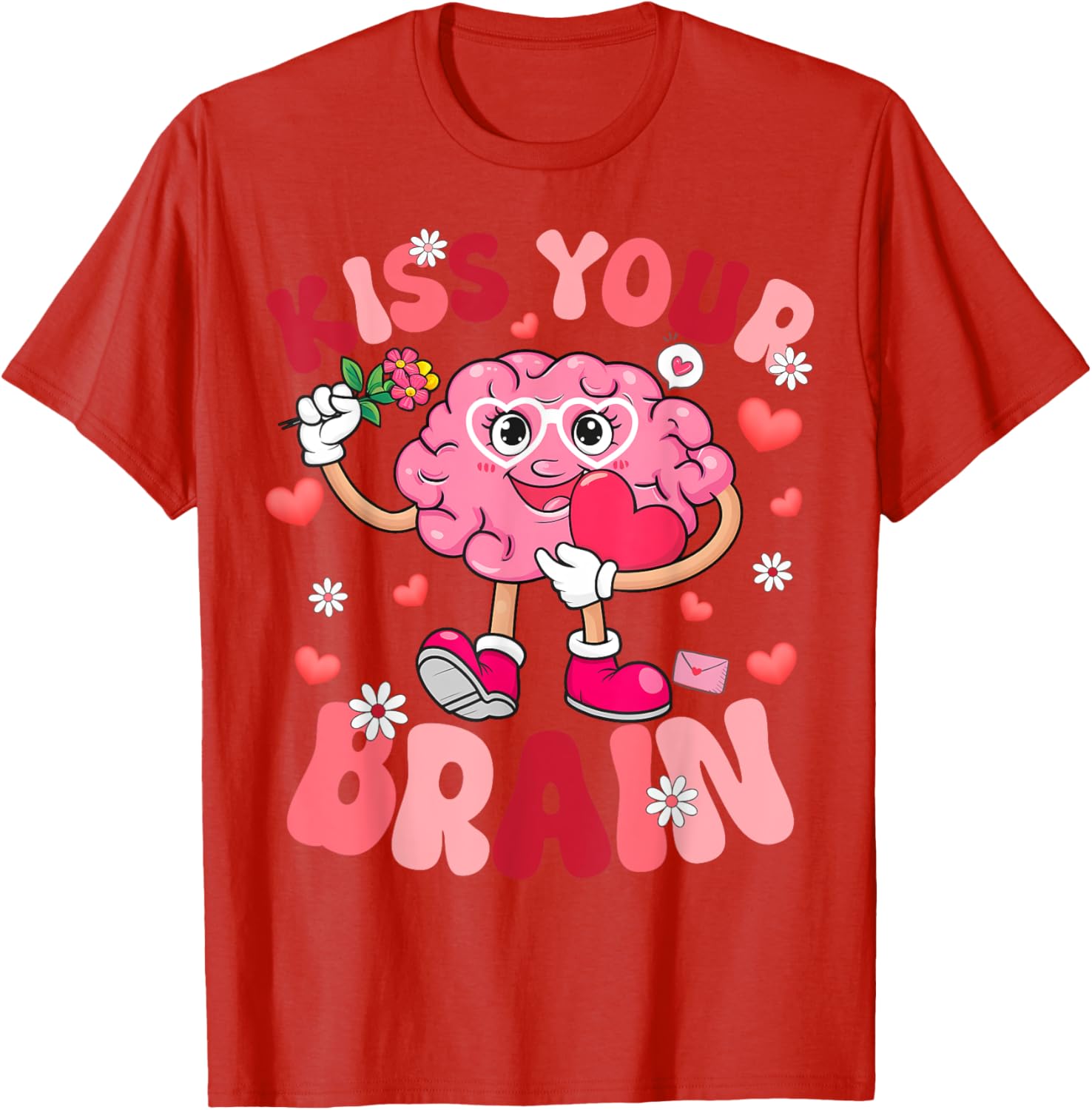 Kiss Your Brain Retro Valentines Day T-Shirt for Teacher Squad & Kids - 2