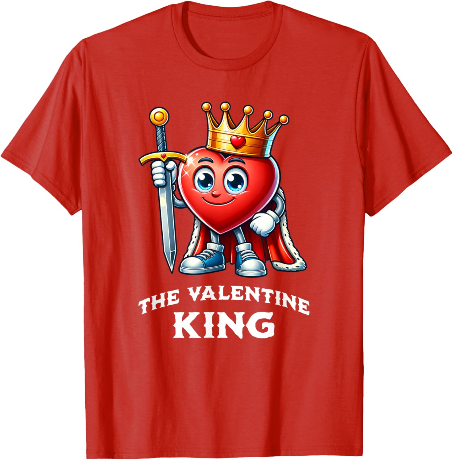 Funny Valentine's Day King Heart Graphic T-Shirt for Men and Boys - 7