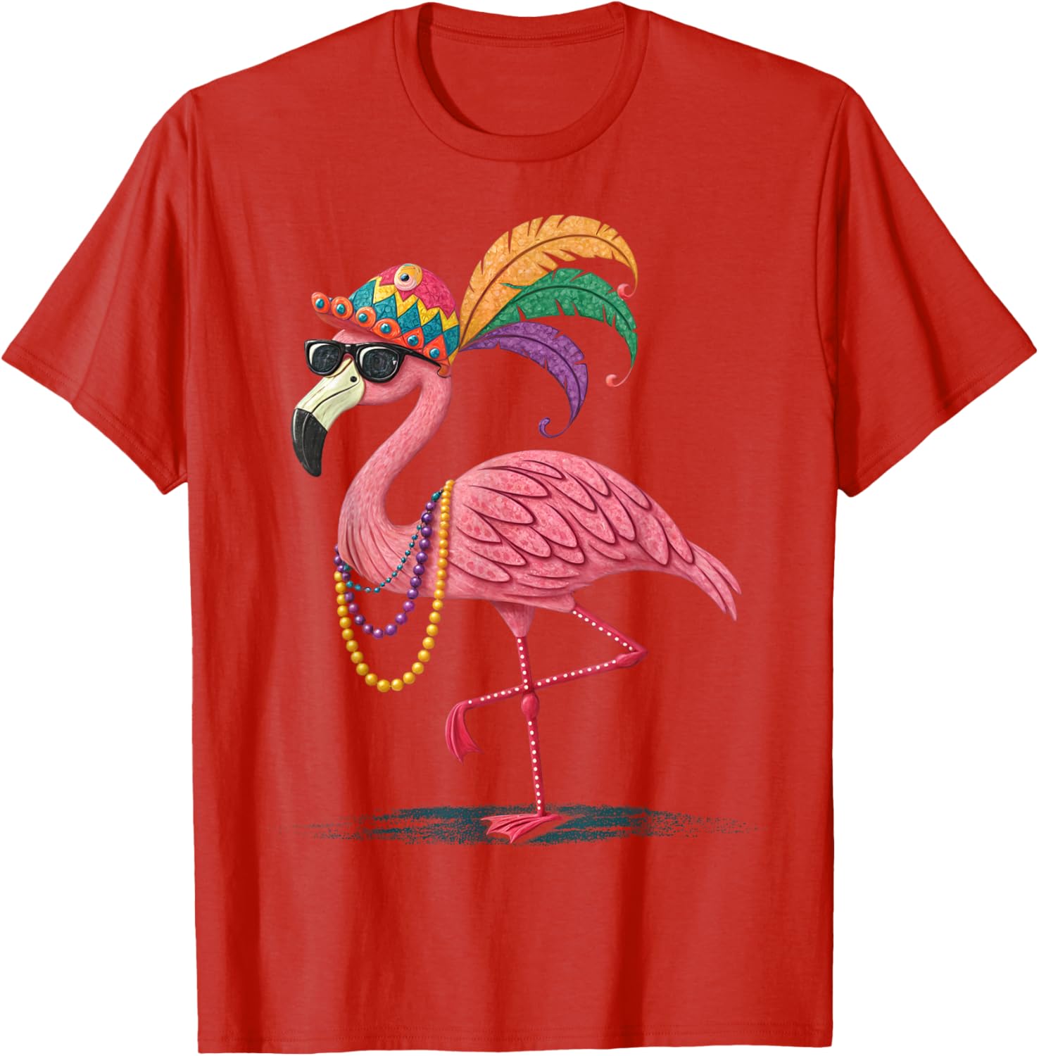 Funny Mardi Gras Flamingo Carnival Party T-Shirt for Fun Celebrations - 1
