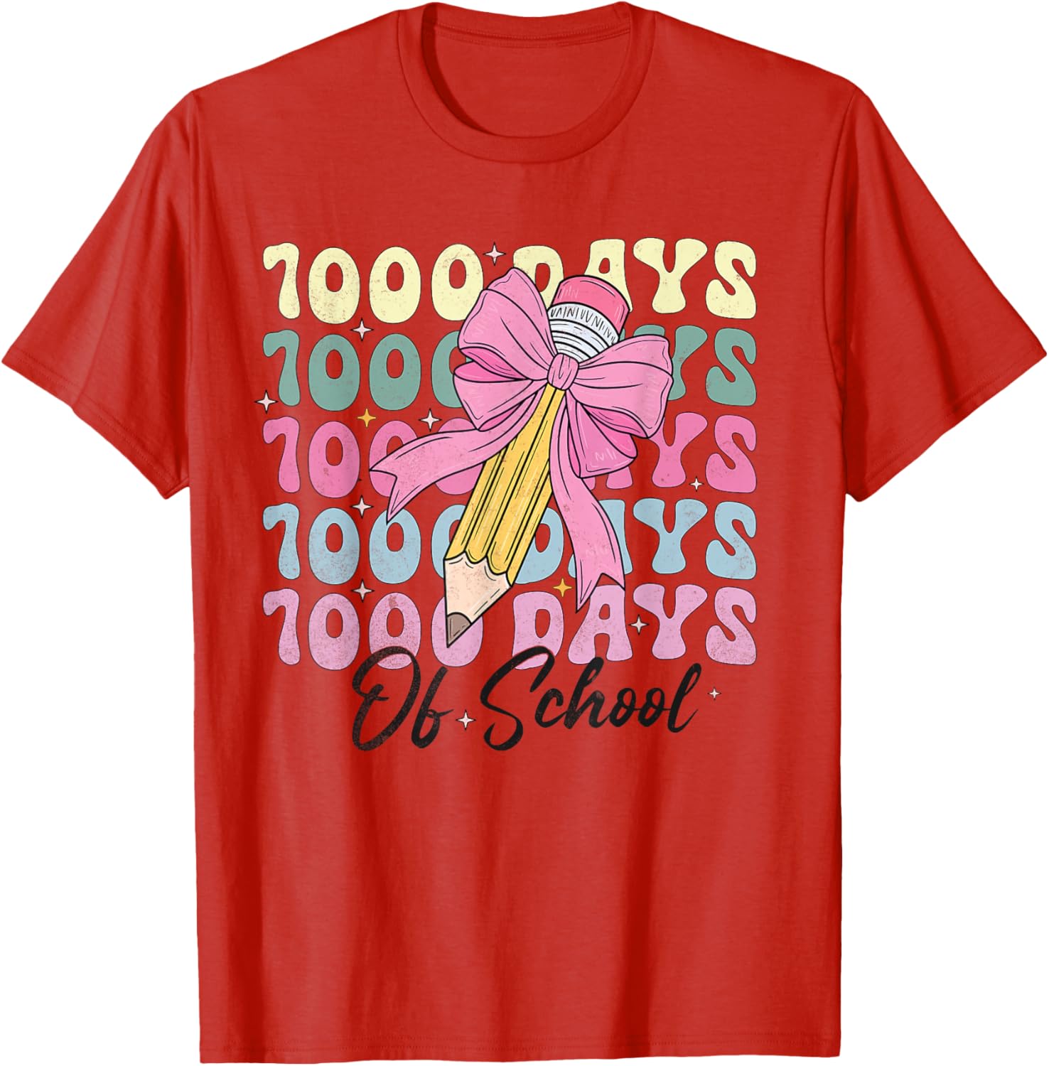 1000 Days of School Girls Coquette Bow T-Shirt for Celebration Fun - 15