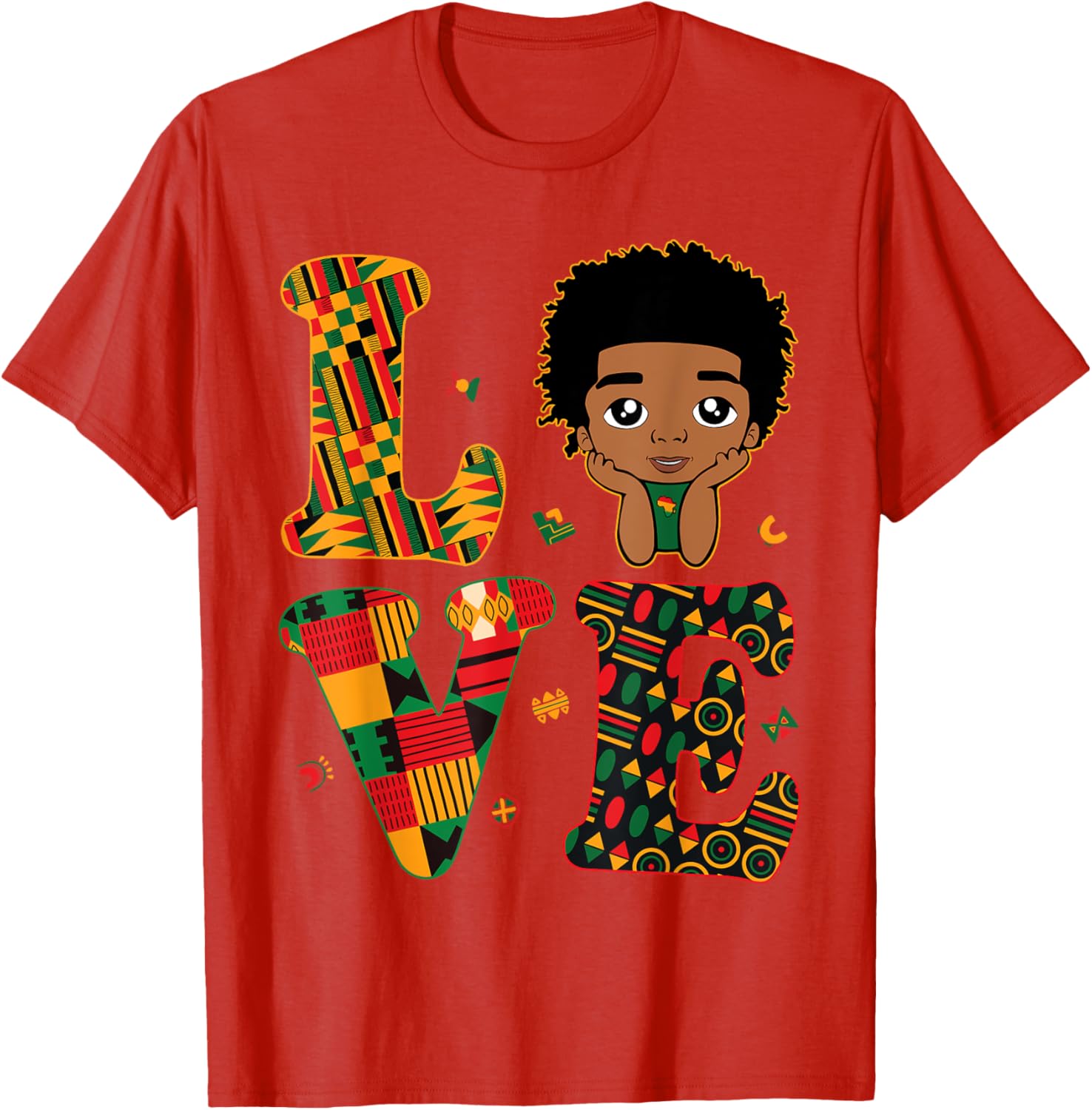 Proud LOVE African Kente Toddler Boys T-Shirt for Black History Month - 22