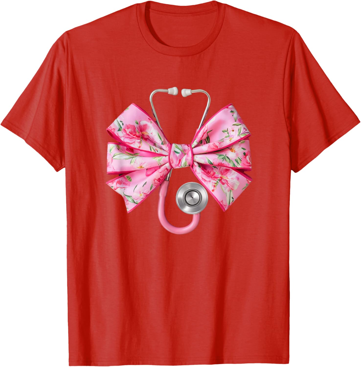 Pink Coquette Nurse Stethoscope Bow T-Shirt for Nurse Appreciation Gift - 24