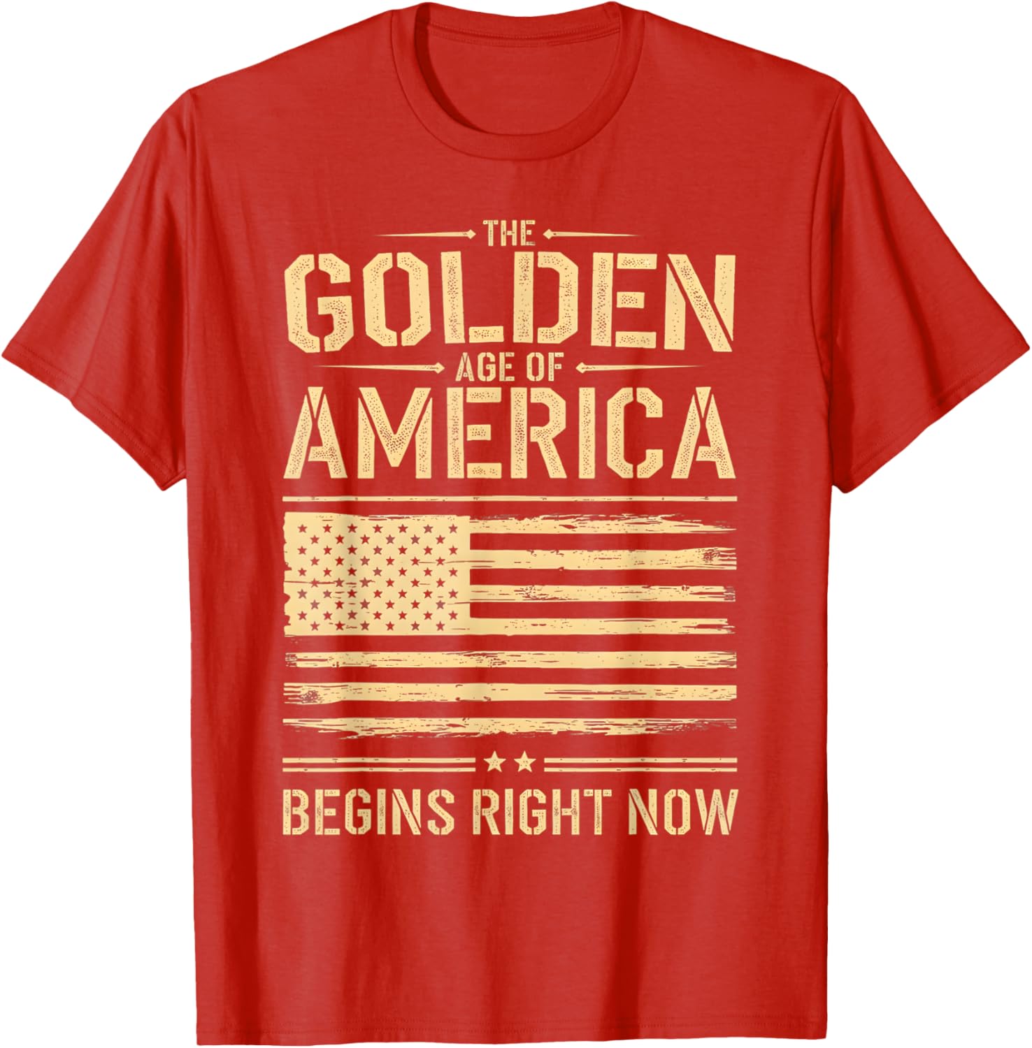 Golden Age of America Distressed T-Shirt with USA Flag Design - 5