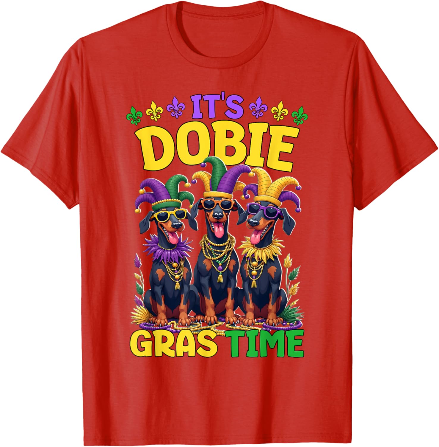 Mardi Gras Doberman T-Shirt Celebrating Carnival Festivities - 8