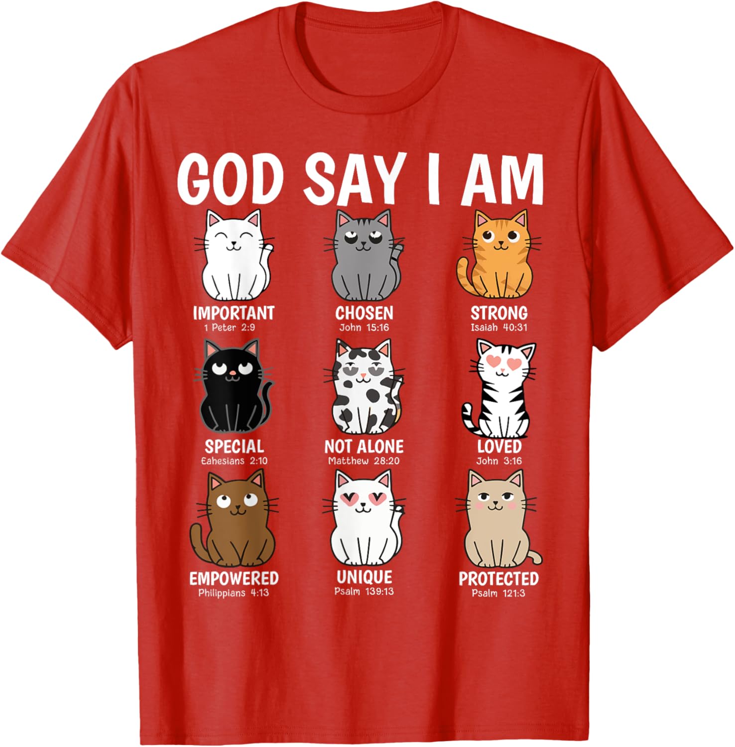 Funny Cats Bible Verse T-Shirt for Men Women Kids - Christian Cat Love - 11