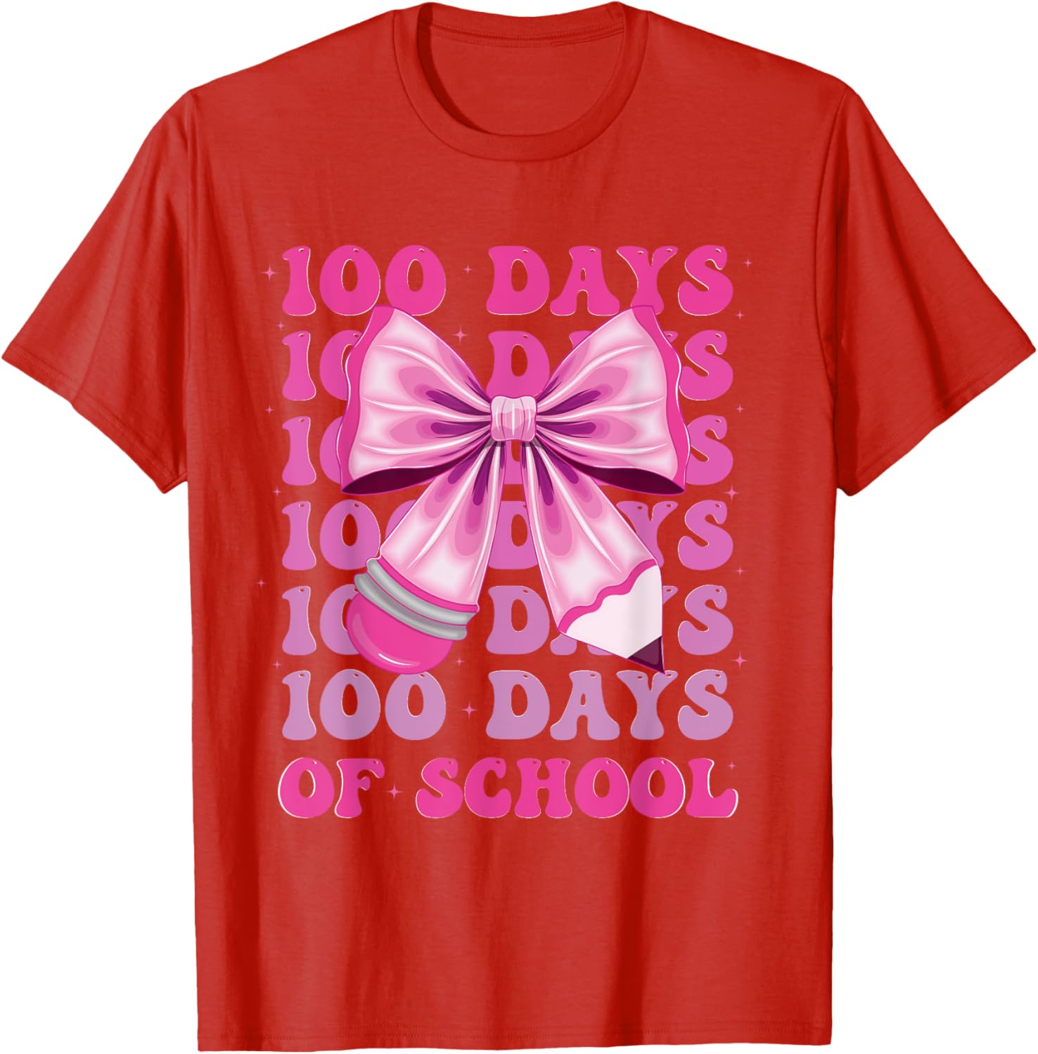 100 Days of School Girls Coquette Bow T-Shirt for Celebrating 100th Day - 15