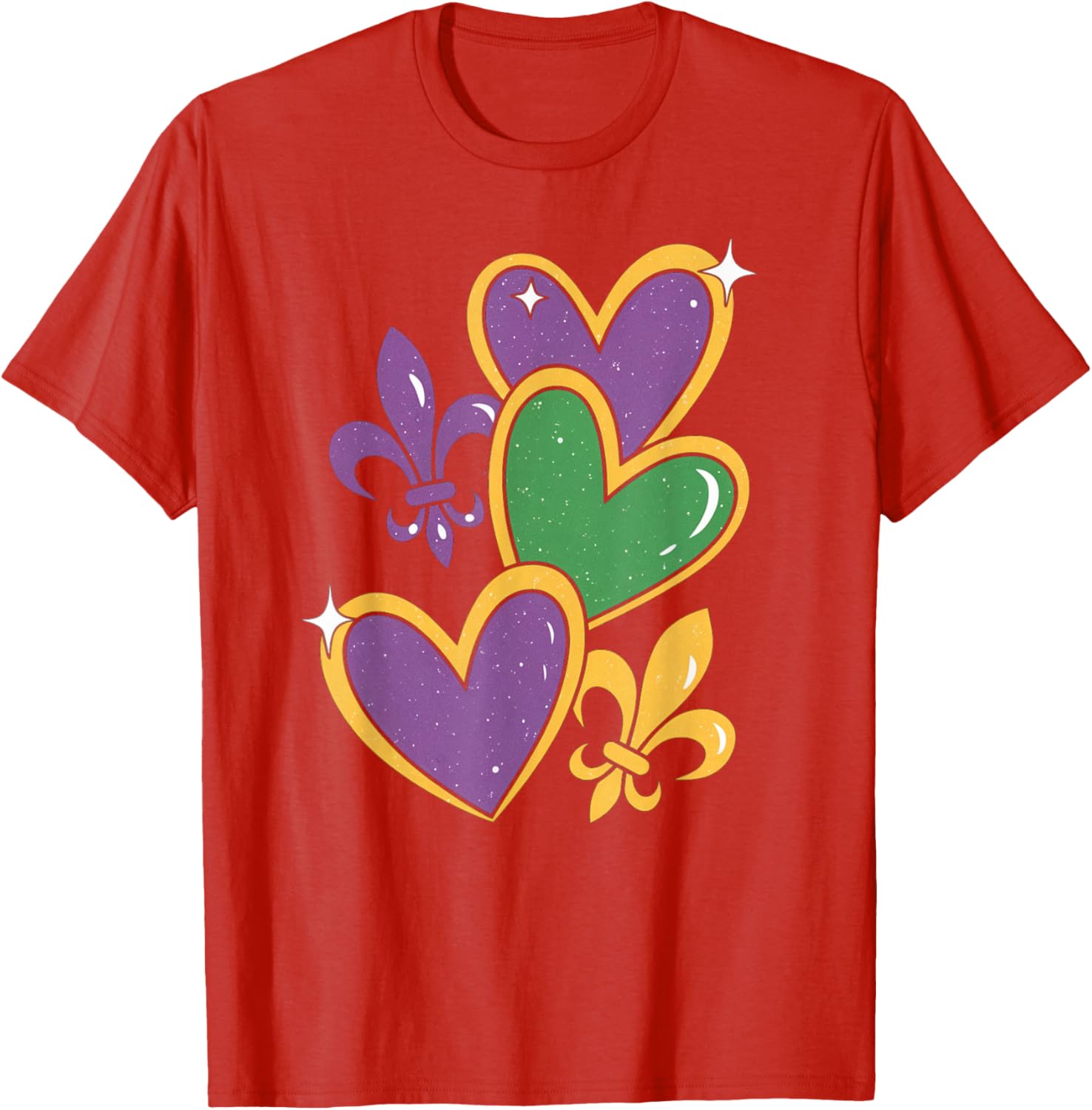 Mardi Gras Hearts T-Shirt for Women Girls Kids and Toddlers - 16