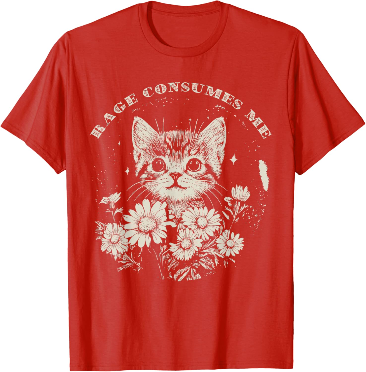 Cute Cat Rage T-Shirt Funny Sarcastic Kitten with Flower Design - 8