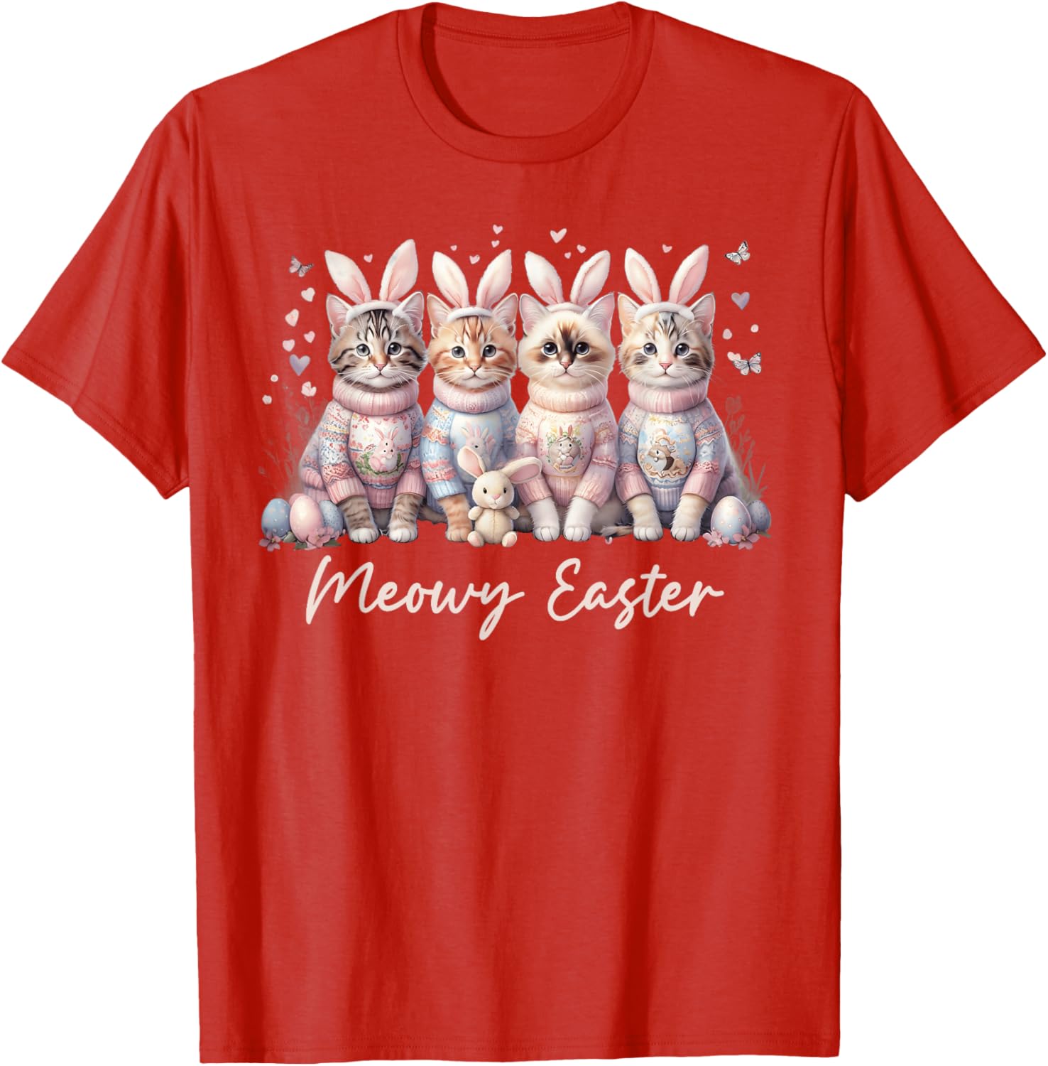 Happy Easter Bunny Cats T-Shirt for Women and Kids – Cute Spring Apparel - 13