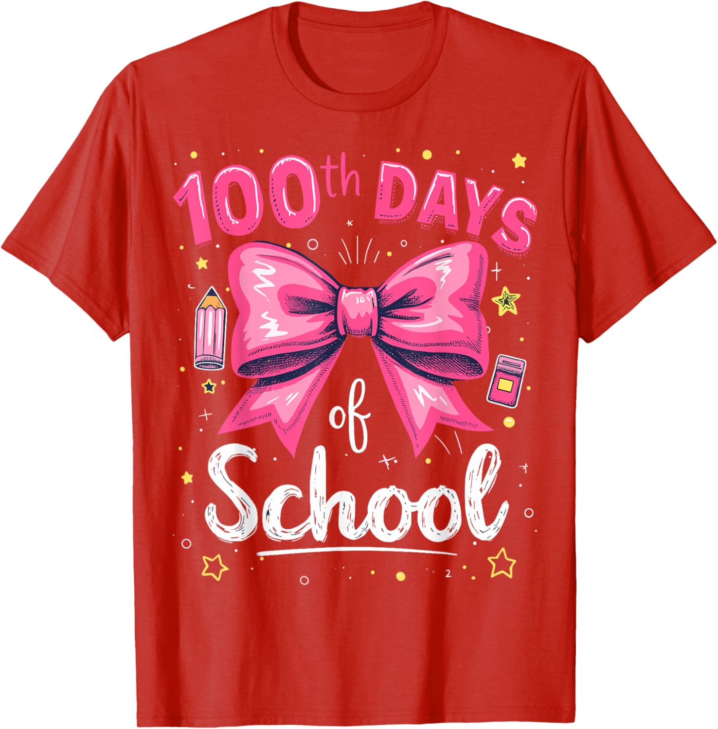 100 Days of School Teacher Coquette Bow T-Shirt for 100th Day Celebration - 4
