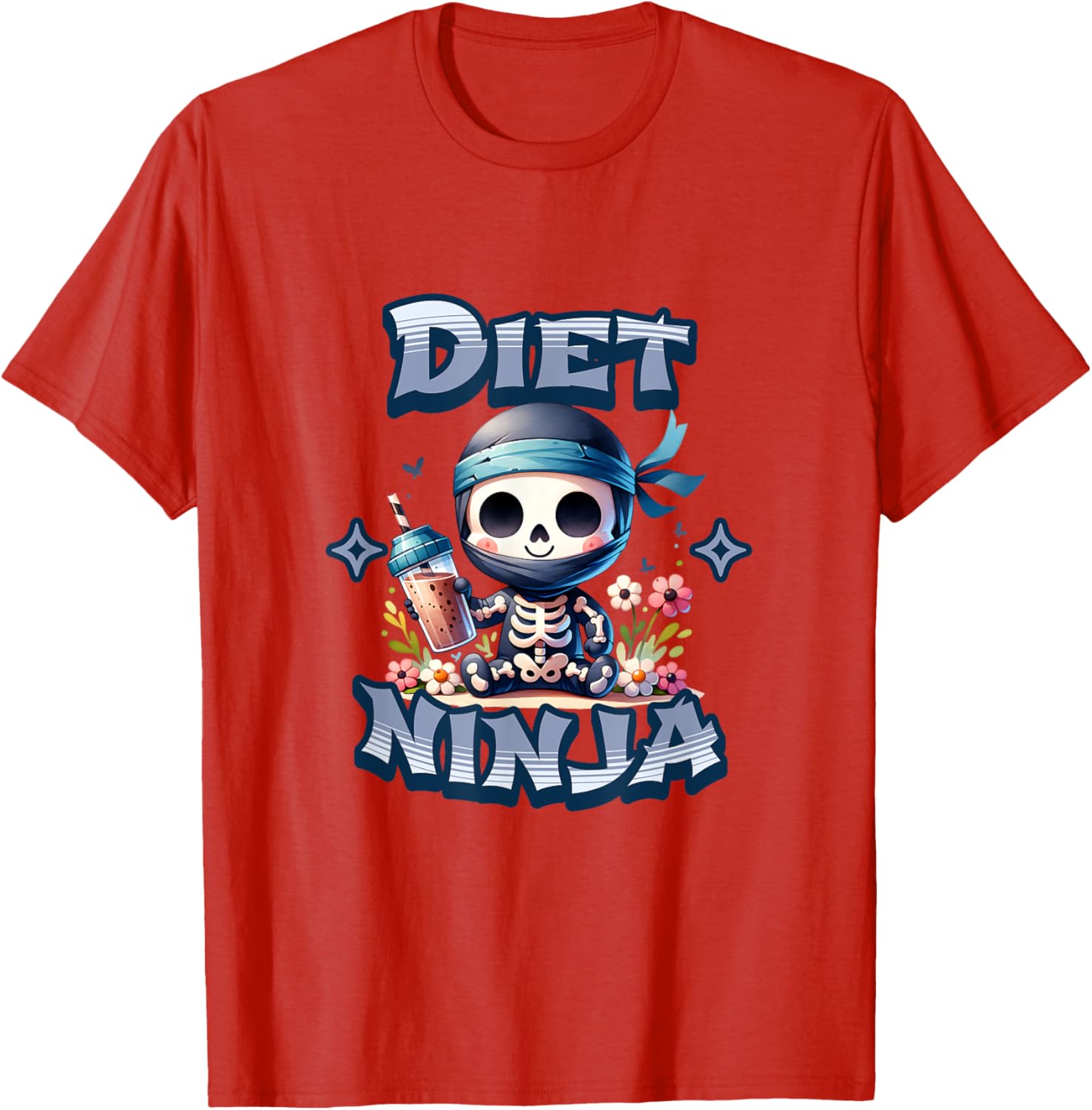 Cute Diet Ninja Protein Shake Skeleton Ninja T-Shirt for Fun Fitness Style - 3
