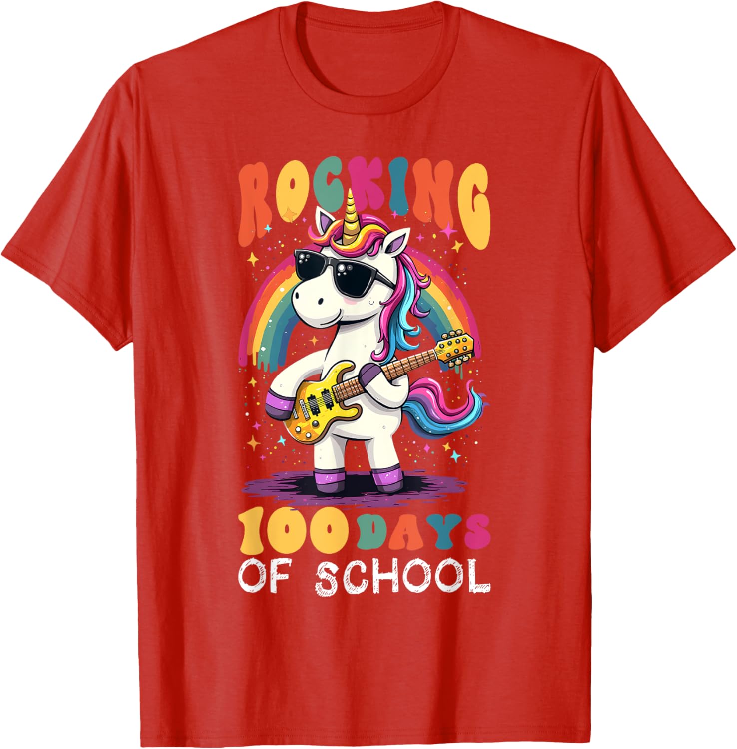 Unicorn 100 Days of School Teacher T-Shirt for Magical Celebrations - 1