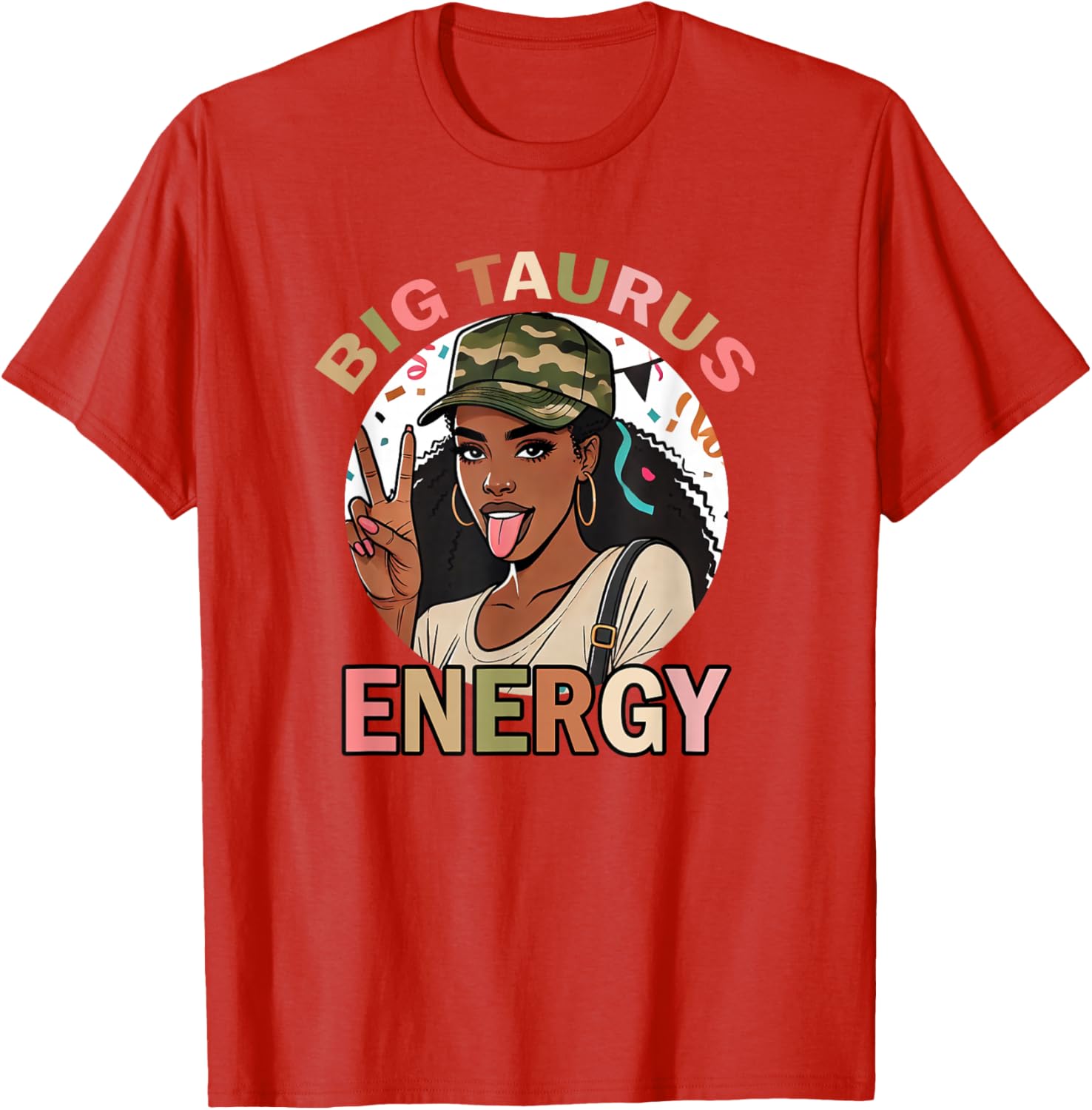 Big Taurus Energy Camo T-Shirt for Black Women - Retro Birthday Gift - 12