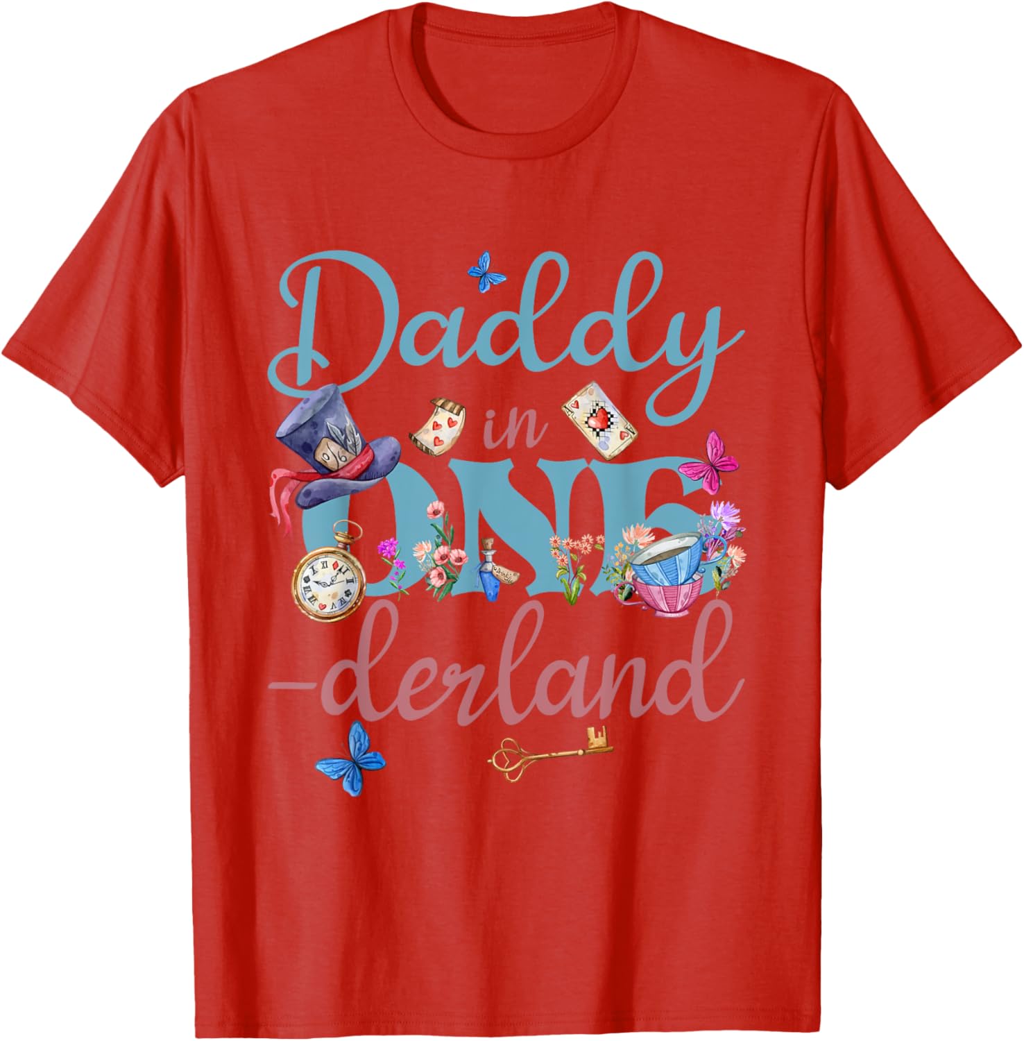 Alice in ONEderland Daddy of Birthday Girl T-Shirt for Celebrations - 21