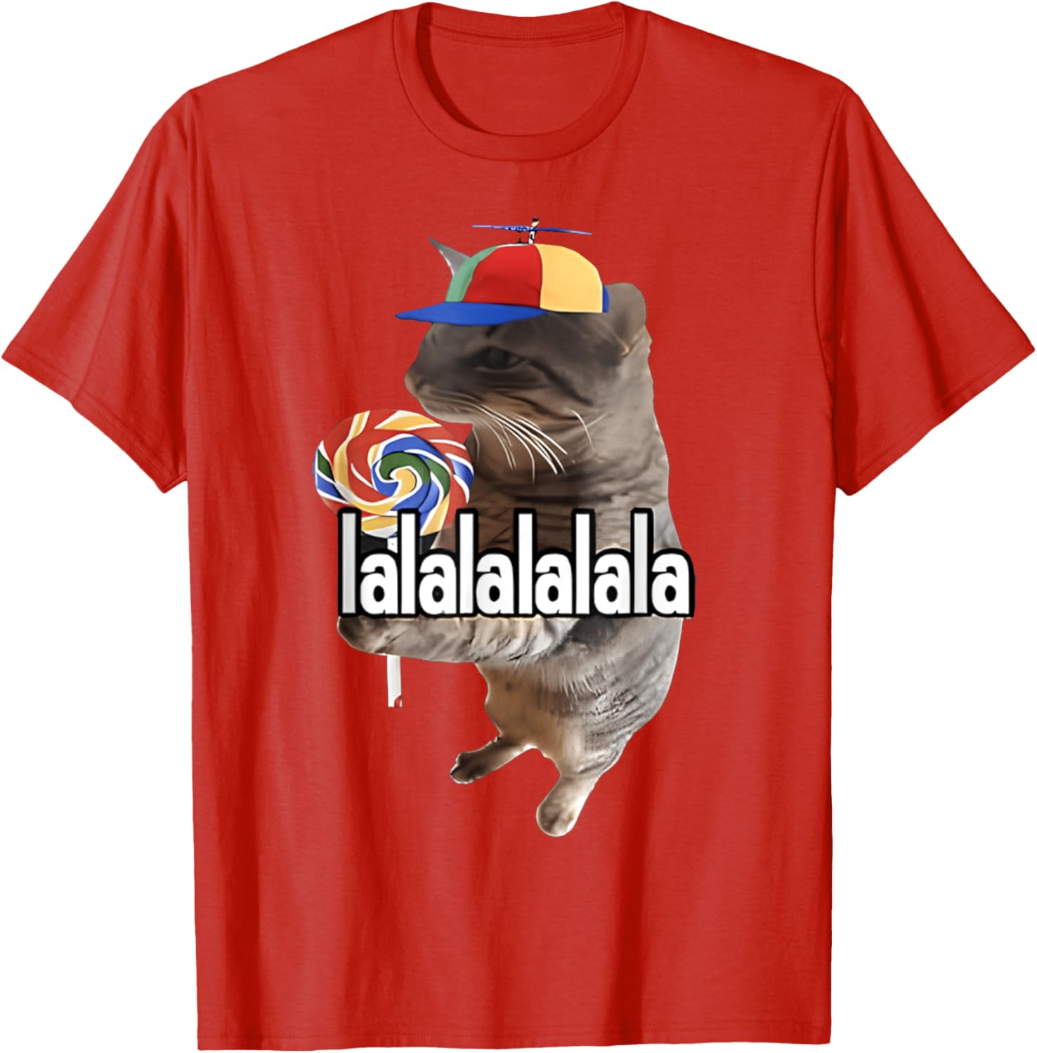 Silly Cat with Lollipop Funny Meme T-Shirt for Men, Women, Kids - 6