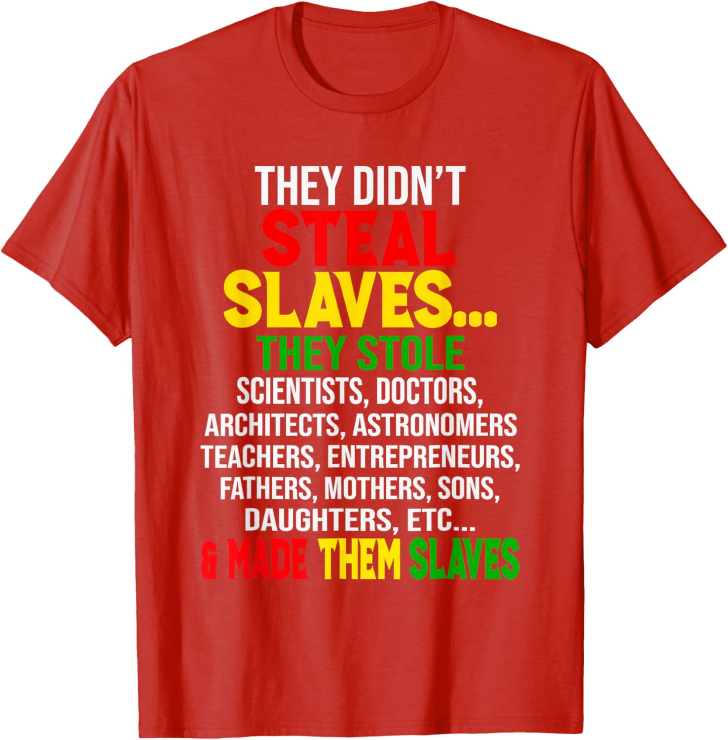 They Didn't Steal Slaves Melanin Black History Month T-Shirt for All - 1