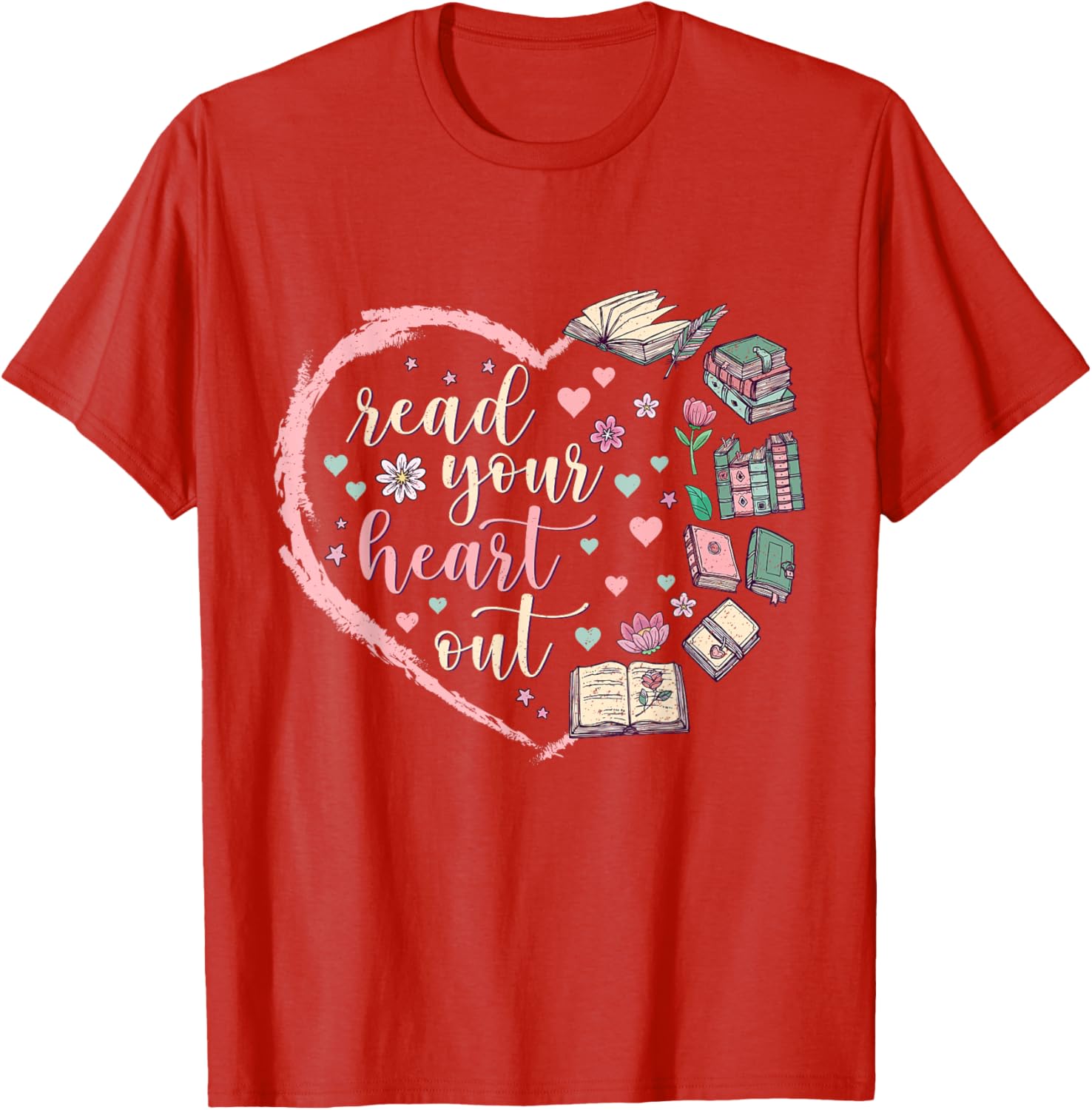 Valentine's Teacher T-Shirt for Book Lovers - Read Your Heart Out Design - 10