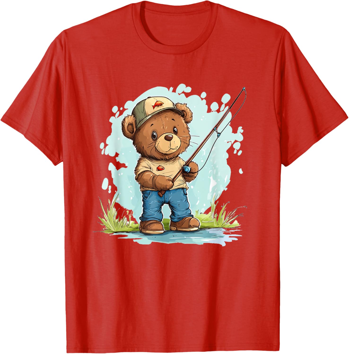 Fishing with Teddy Bear Graphic T-Shirt for Fun Seekers and Adventurers - 9