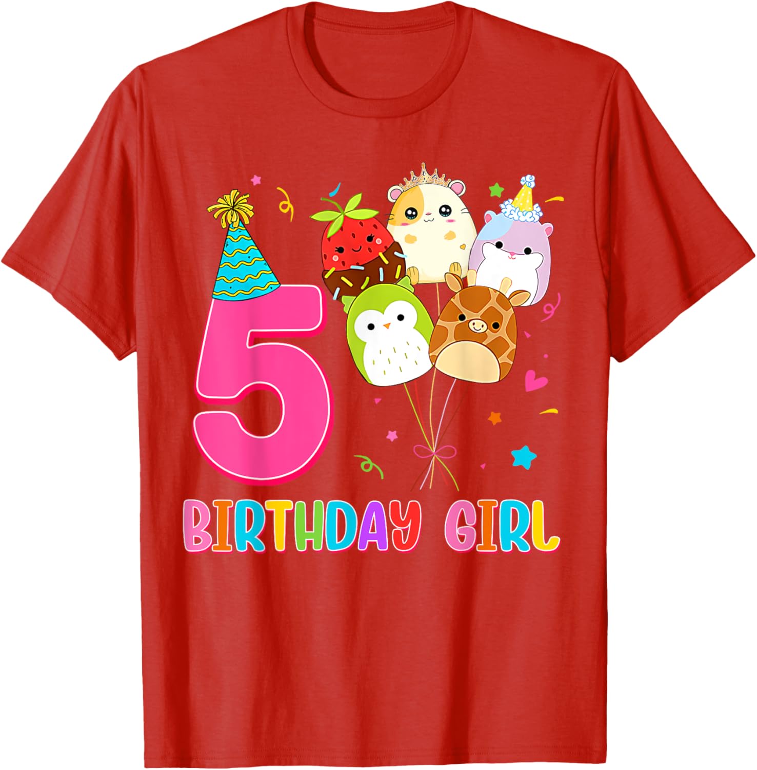 Cute Birthday Girl Squish Squad T-Shirt for 5 Year Old Girls - 16