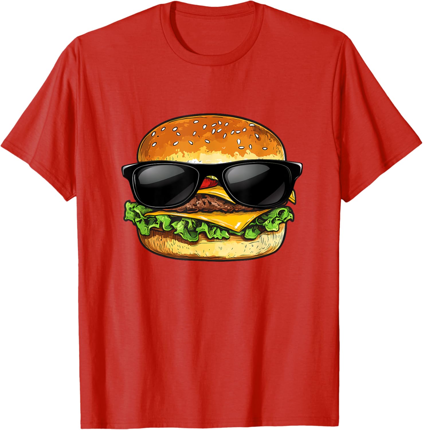 Funny Hamburger Sunglasses Cheese BBQ T-Shirt for Food Lovers - 8