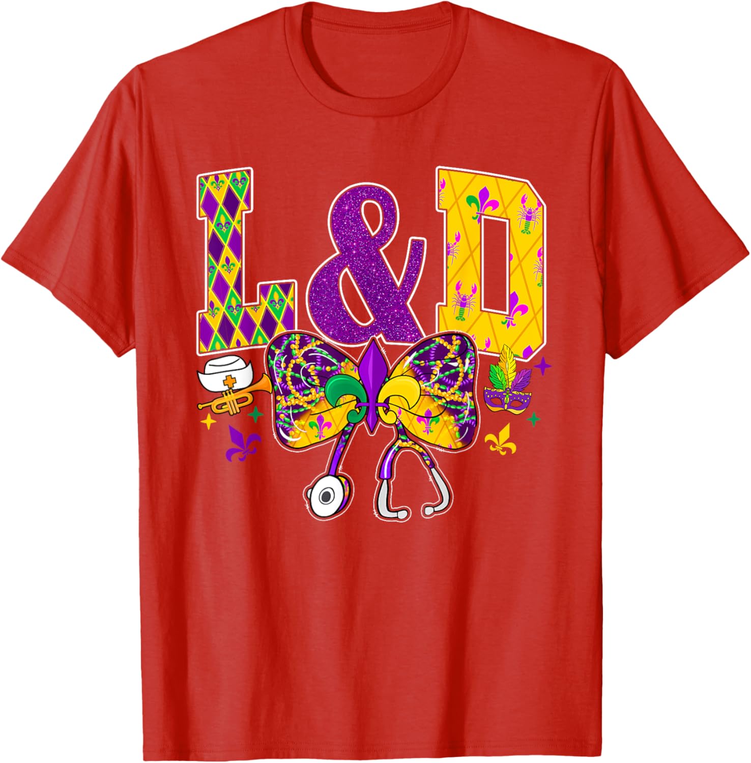 Funny Mardi Gras Coquette Bow T-Shirt for Men and Women Carnival Fun - 7