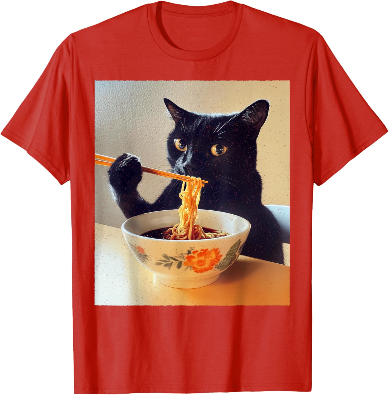 Funny Black Cat Ramen Lover T-Shirt for Noodle Enthusiasts - 7