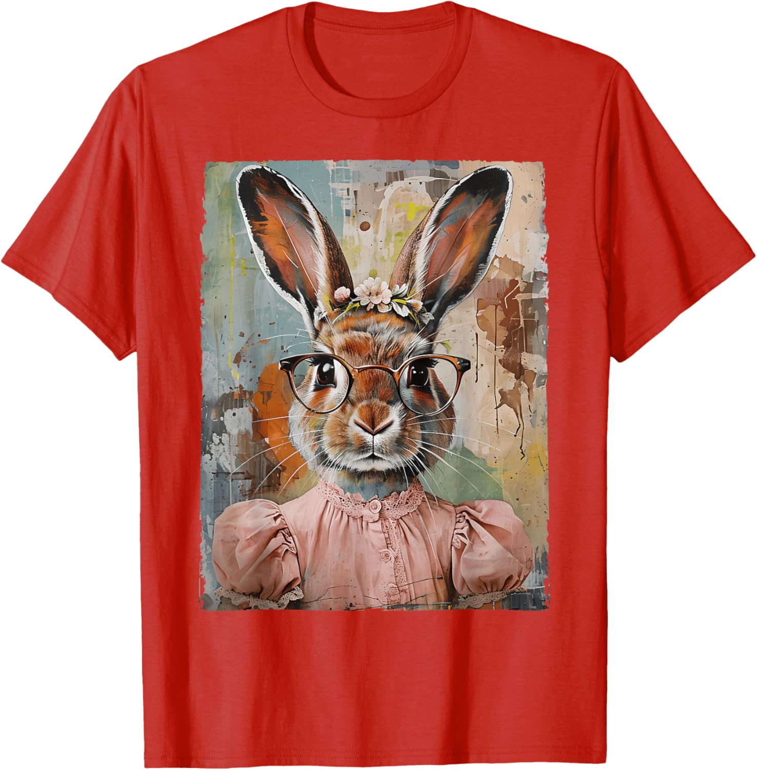 Happy Easter Bunny Rabbit Flower Graphic T-Shirt for Women and Girls - 2
