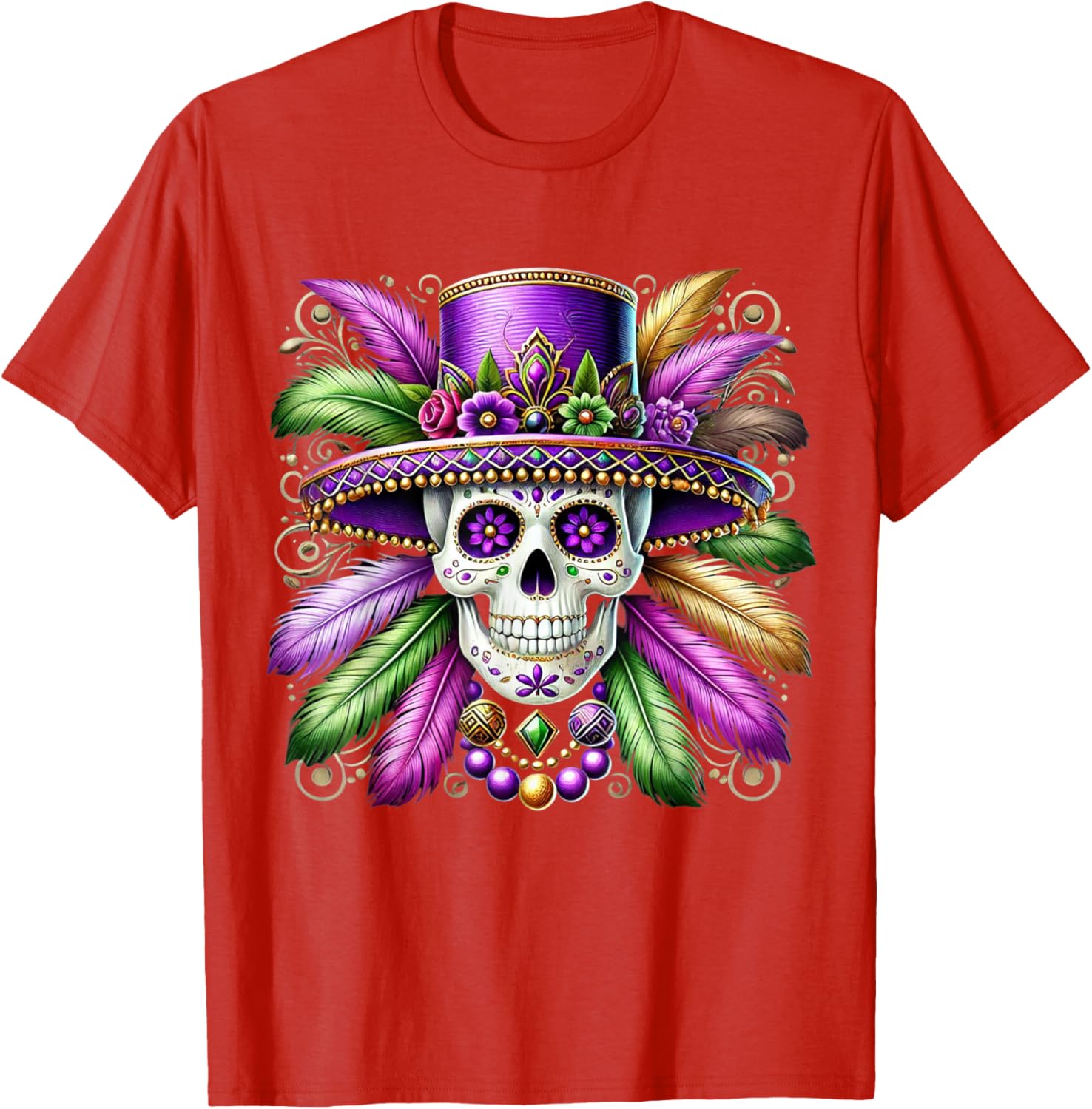 Sugar Skull Mardi Gras T-Shirt for Carnival Celebrations in New Orleans - 20