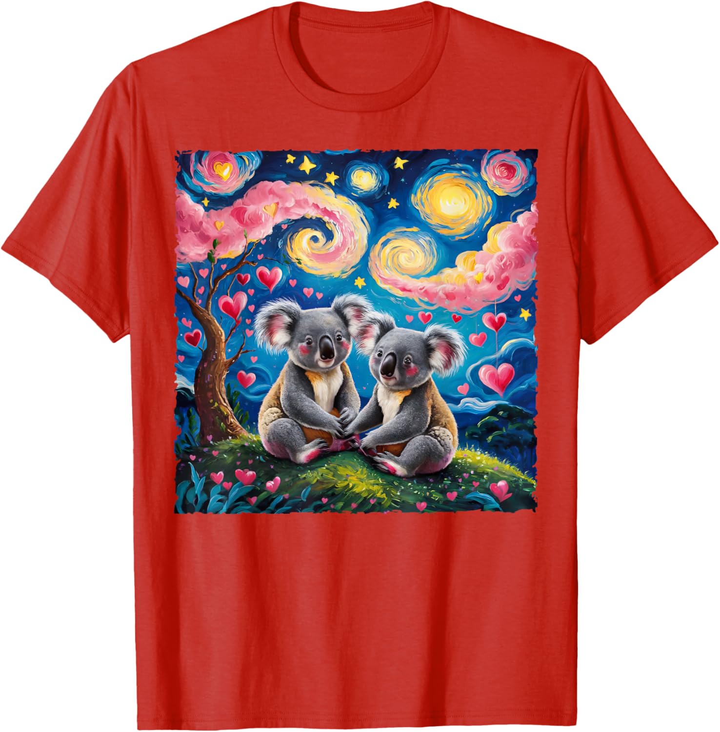 Koala Bear Van Gogh Starry Night T-Shirt for Romantic Couples - 26