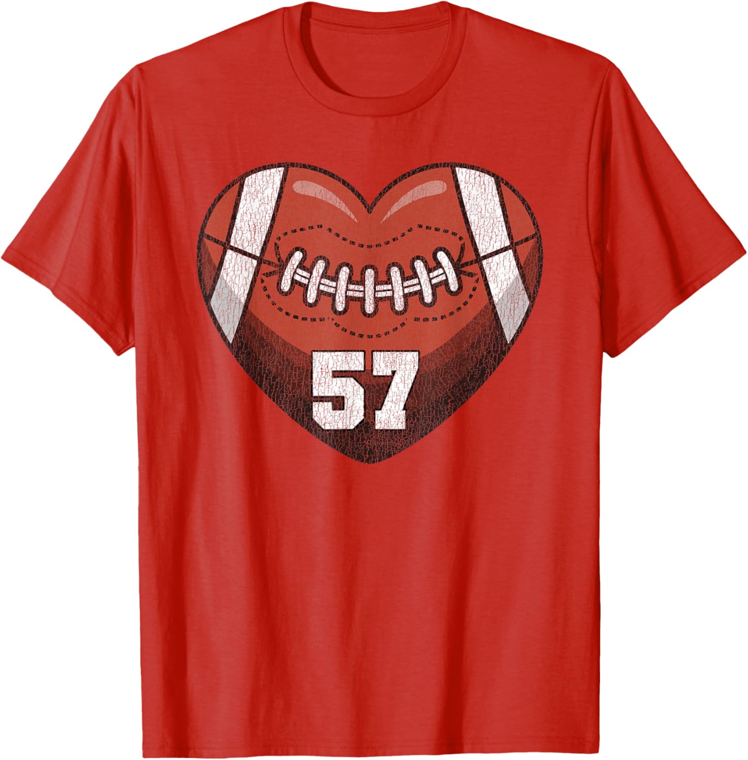 Football Number 57 Distressed Heart T-Shirt for Proud Football Moms - 14